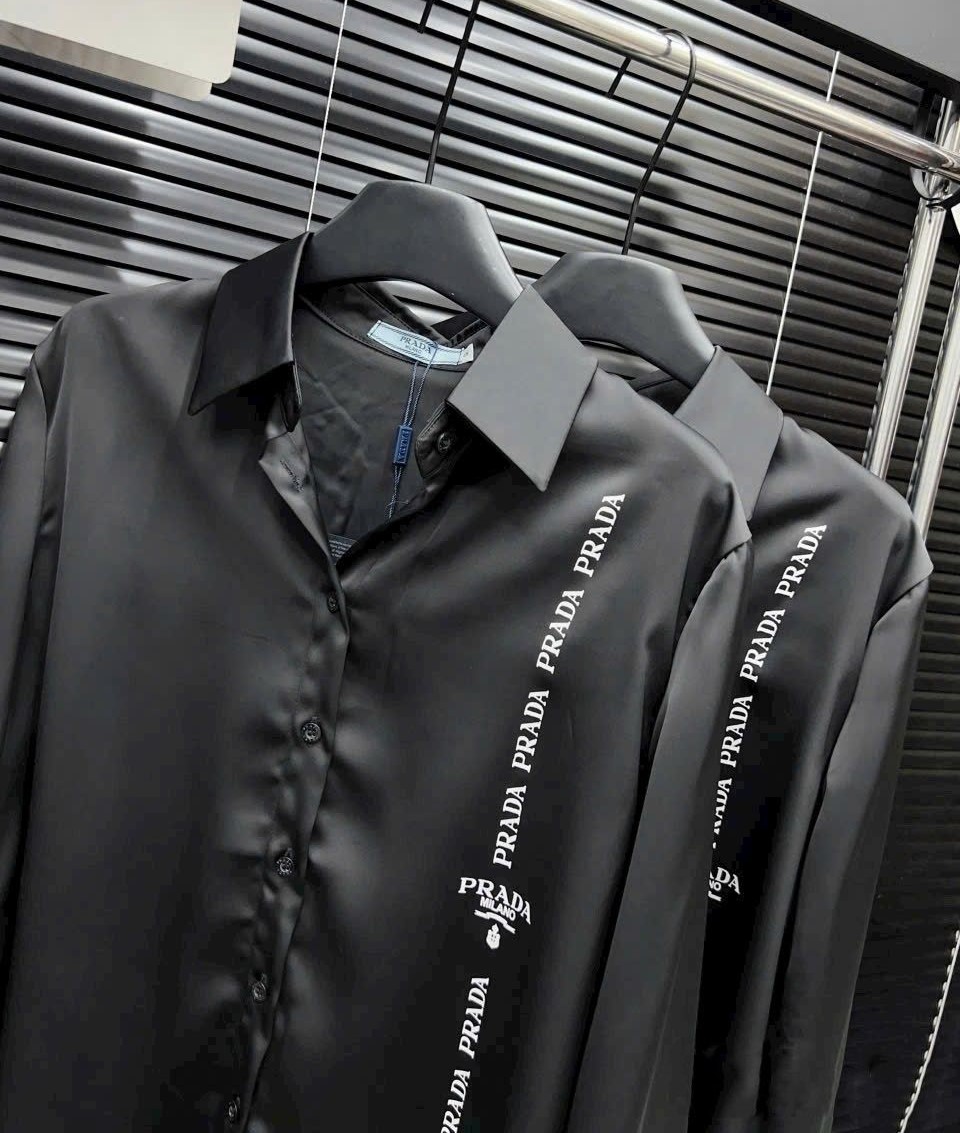 Áo sơ mi lụa nữ màu đen Prada 15