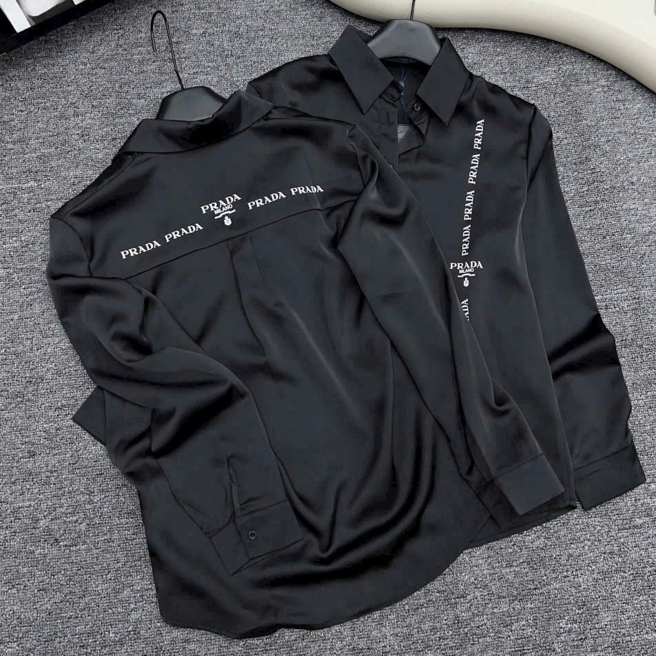 Áo sơ mi lụa nữ màu đen Prada 16
