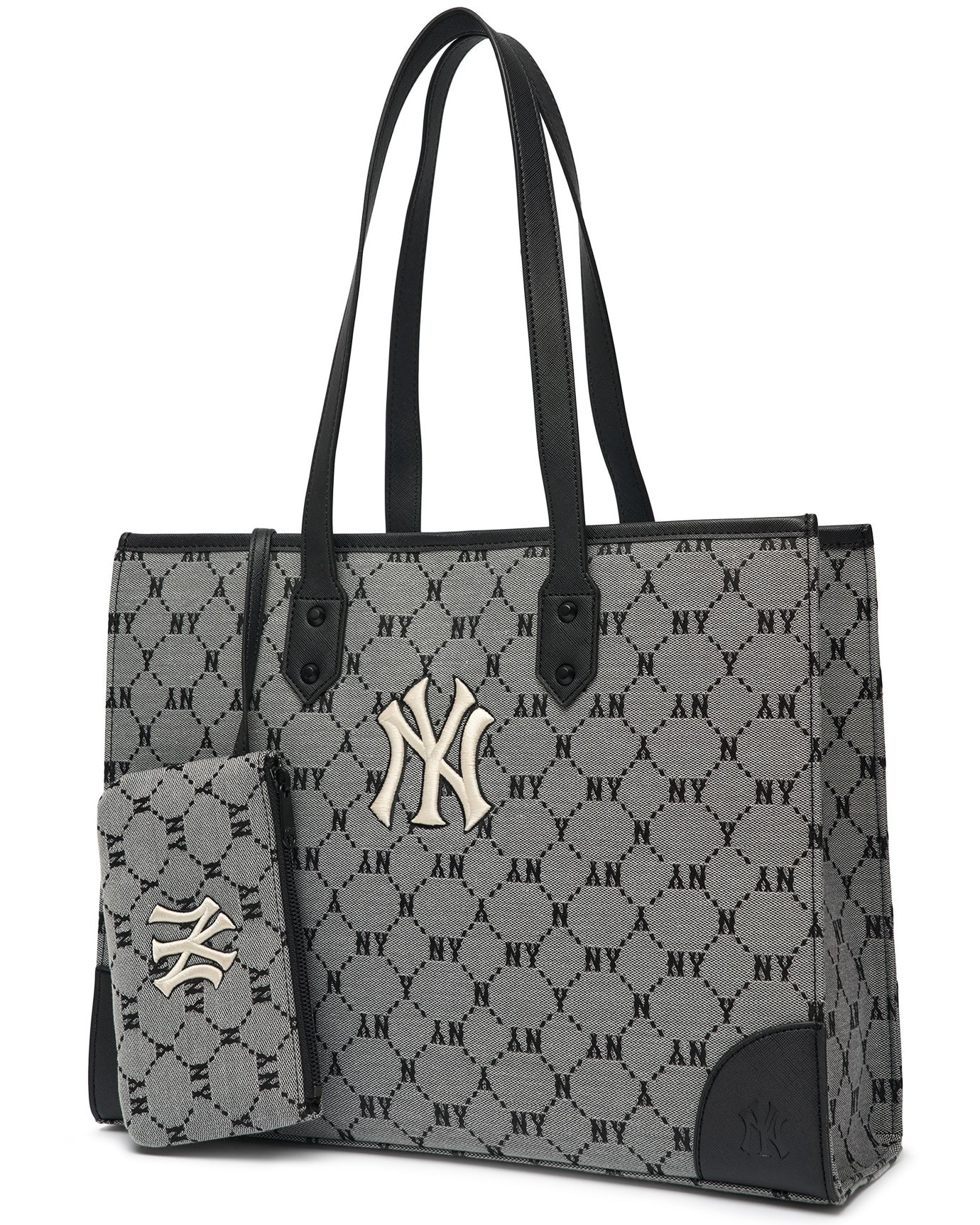 Túi Xách MLB NY màu xám Monogram Diamond Jacquard Shopper Bag New York  Yankees