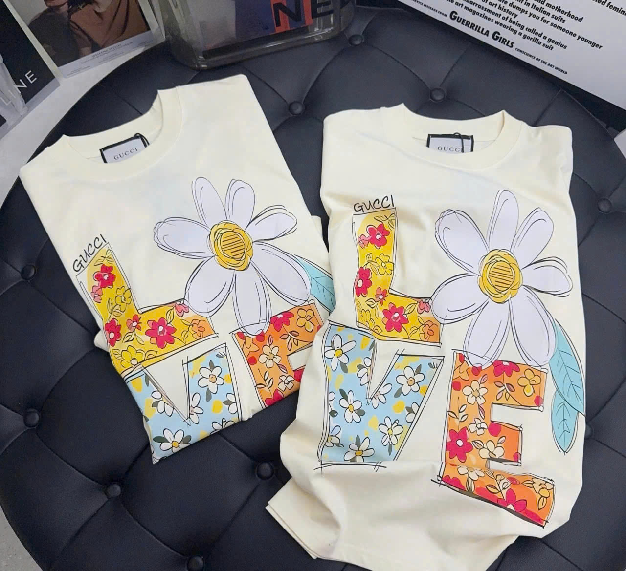 Áo thun phom rộng nữ gucci họa tiết hoa 6