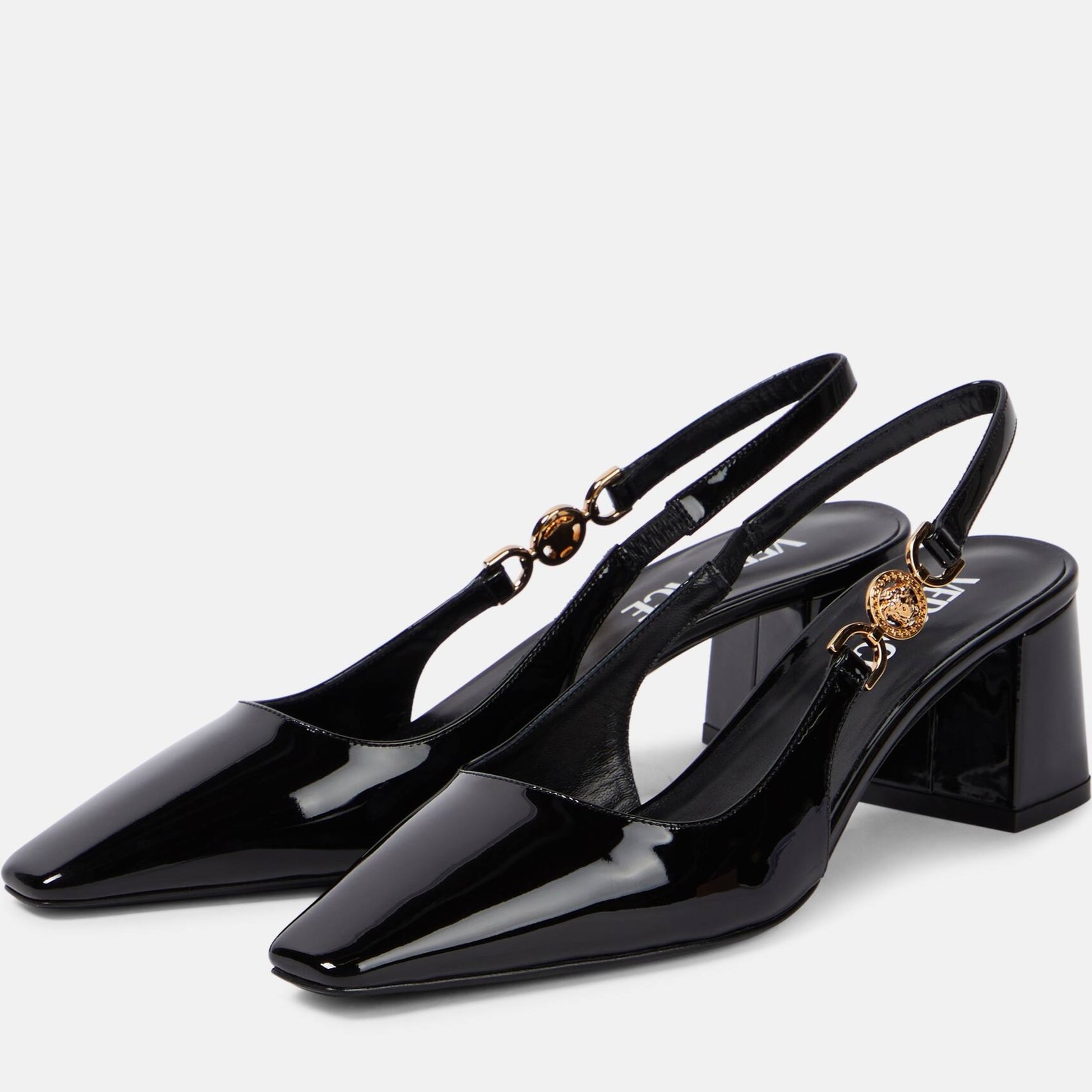 Giày Versace Medusa 95 Embellished Patent-leather Slingback Pumps 55 mm 1