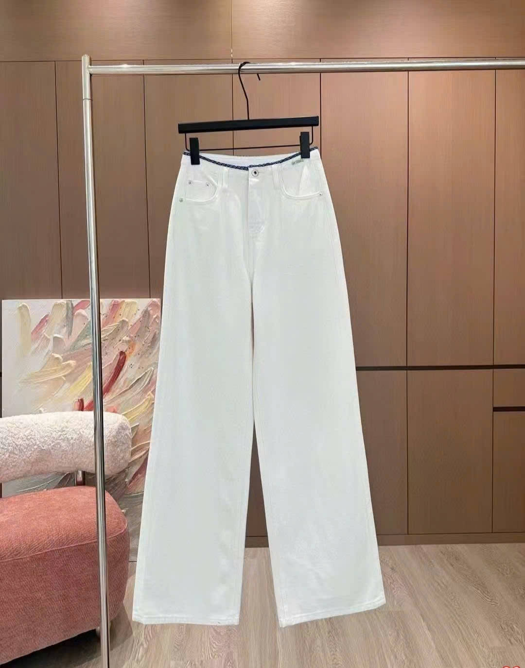 Quần suông dài Miu Miu màu trắng 8