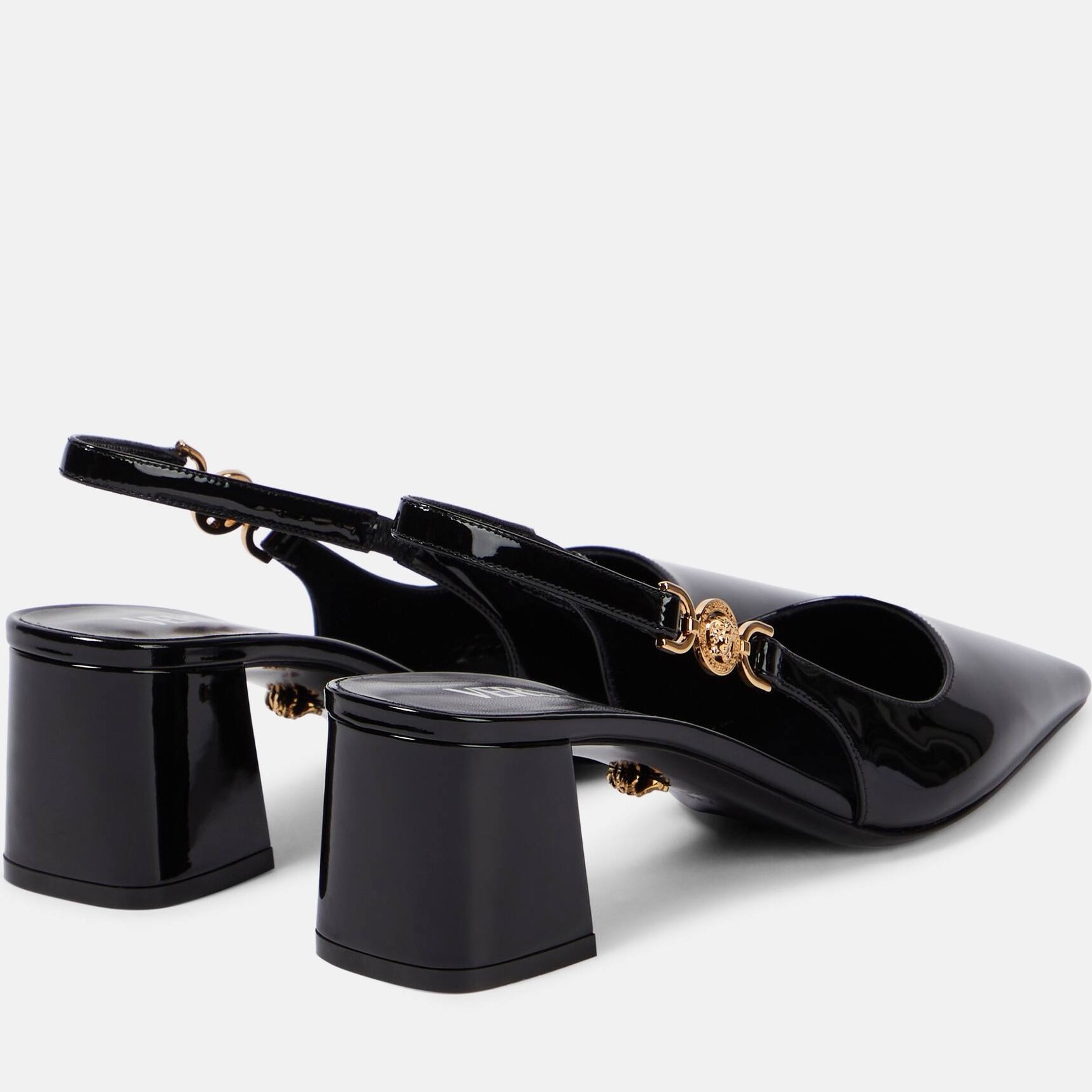 Giày Versace Medusa 95 Embellished Patent-leather Slingback Pumps 55 mm 6