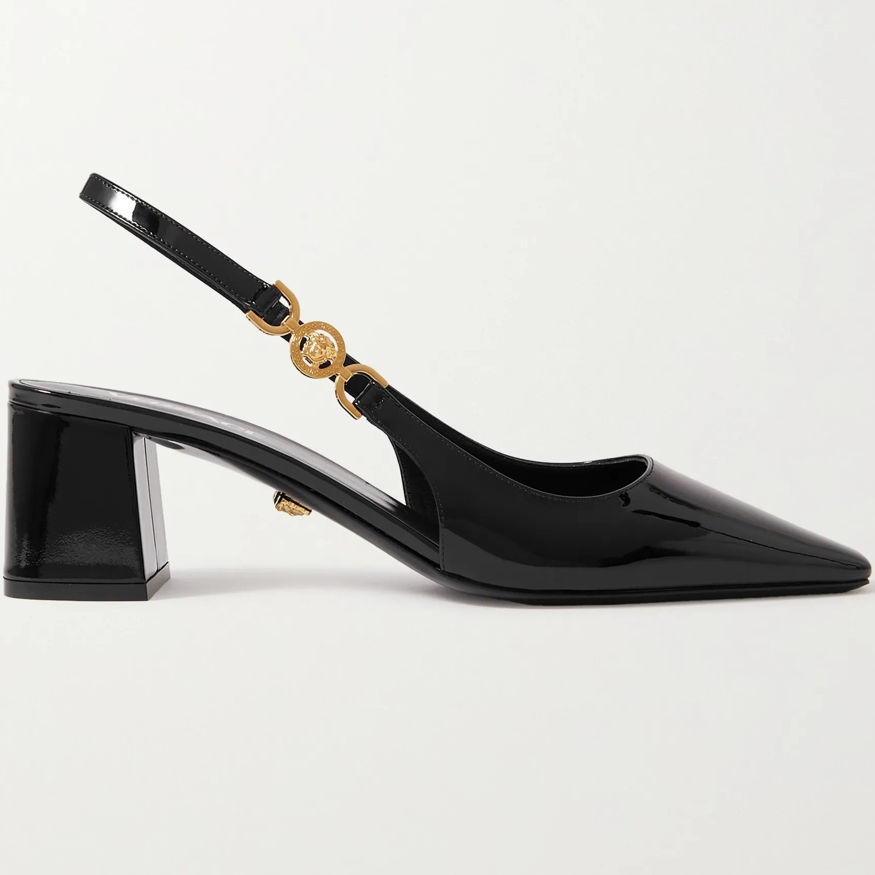 Giày Versace Medusa 95 Embellished Patent-leather Slingback Pumps 55 mm 7