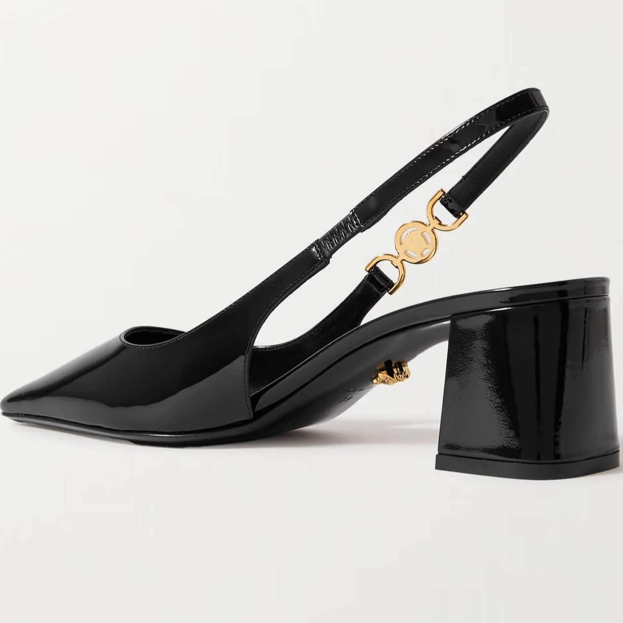 Giày Versace Medusa 95 Embellished Patent-leather Slingback Pumps 55 mm 9