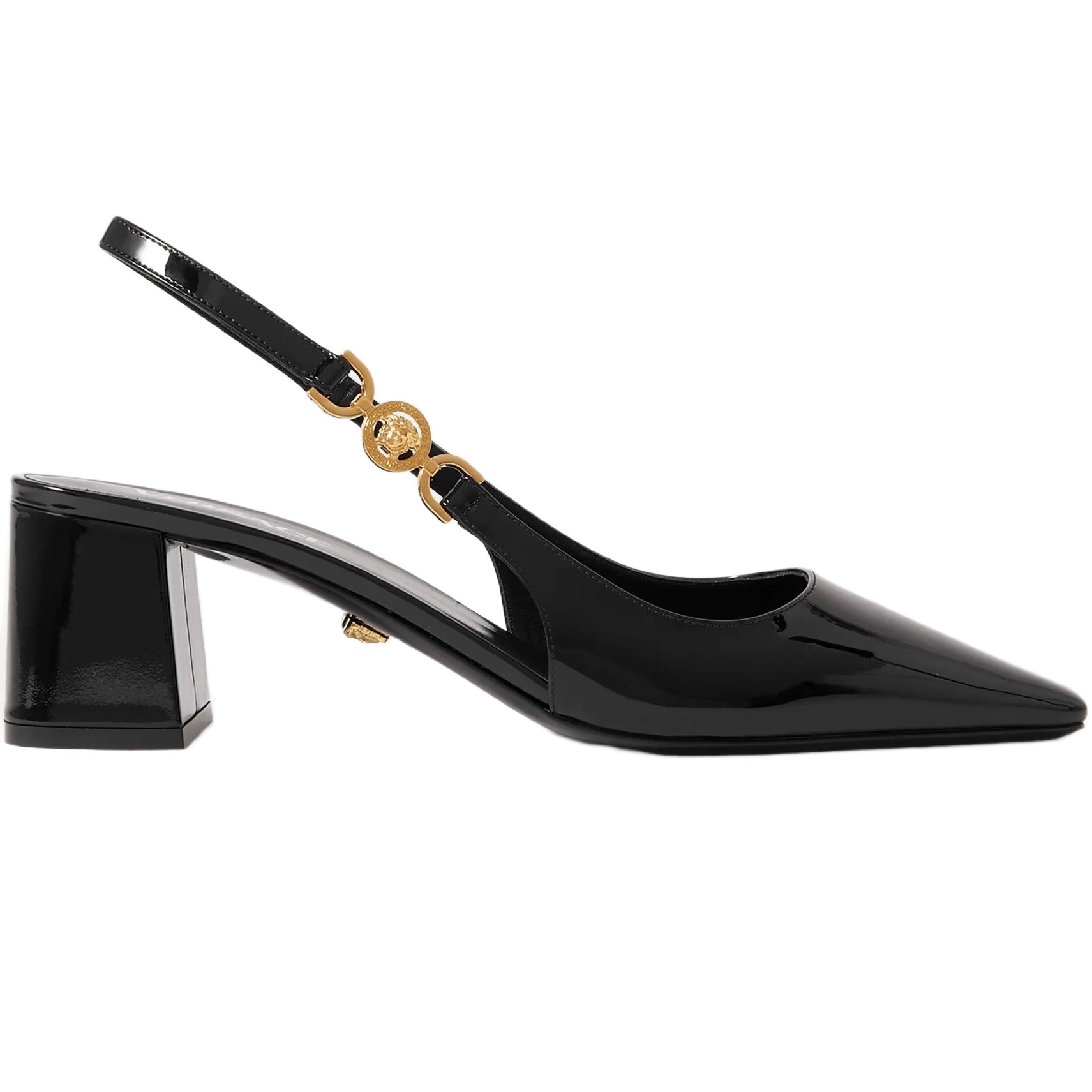 Giày Versace Medusa 95 Embellished Patent-leather Slingback Pumps 55 mm 12