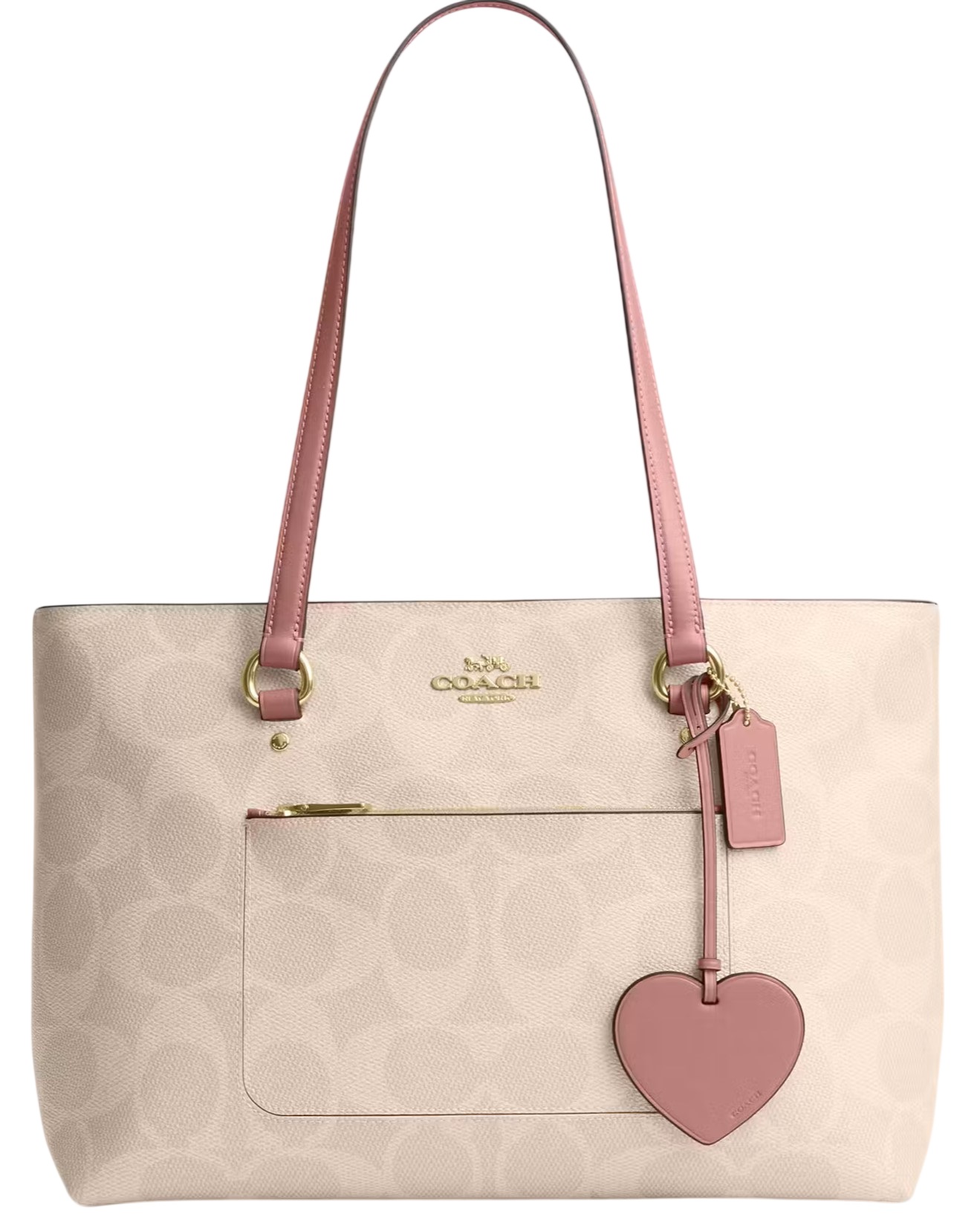 Túi Coach Station Tote Bag In Maxi Signature Canvas With Heart Charm CDB47 1