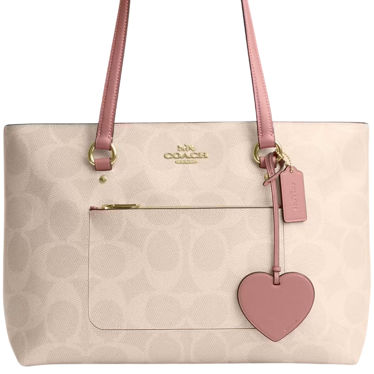 Túi Coach Station Tote Bag In Maxi Signature Canvas With Heart Charm CDB47 6
