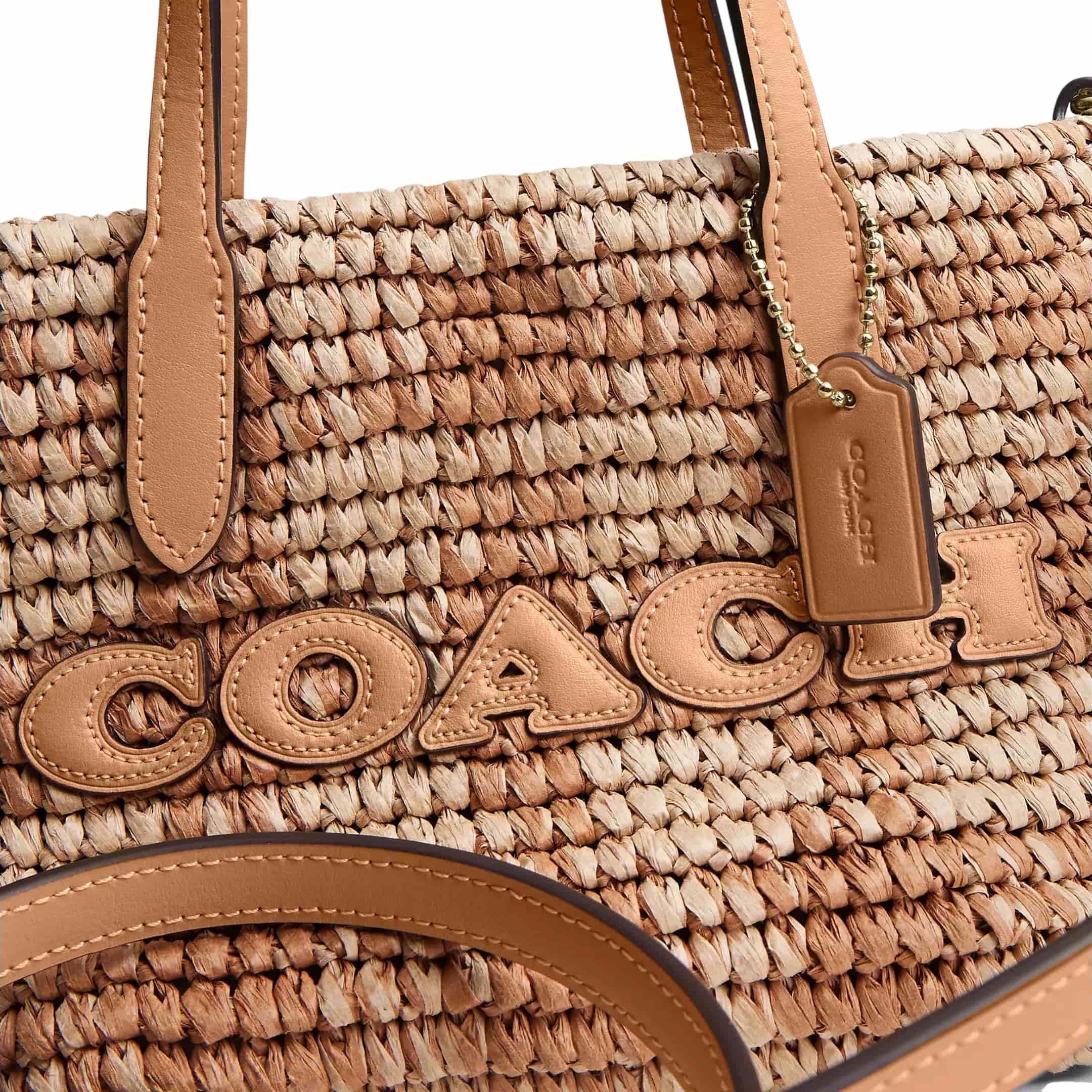 Túi Coach City Mini Tote Bag With Gingham Print straw Tan CEU31 2