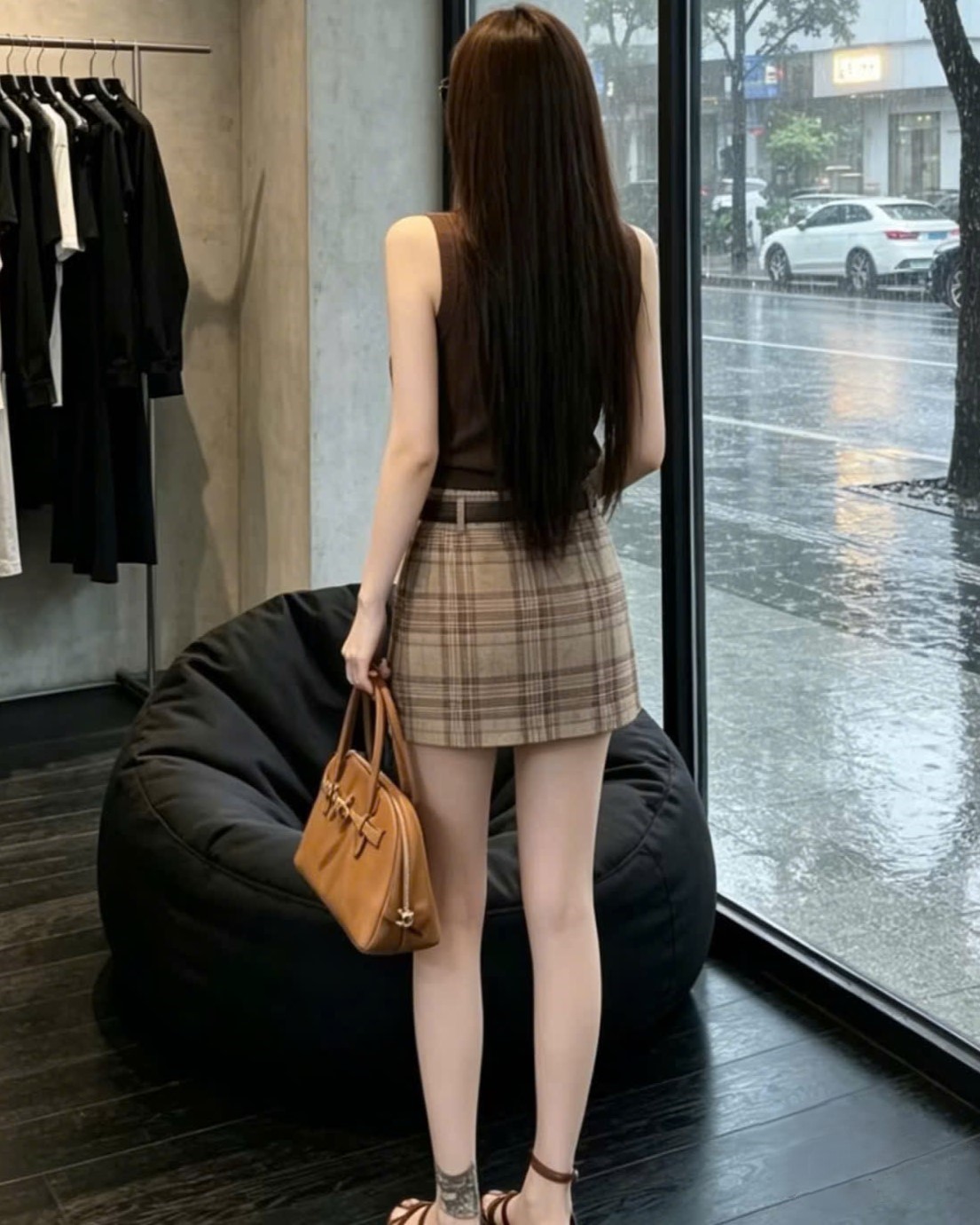 Set nâu áo sát nách váy ngắn Miu Miu 6