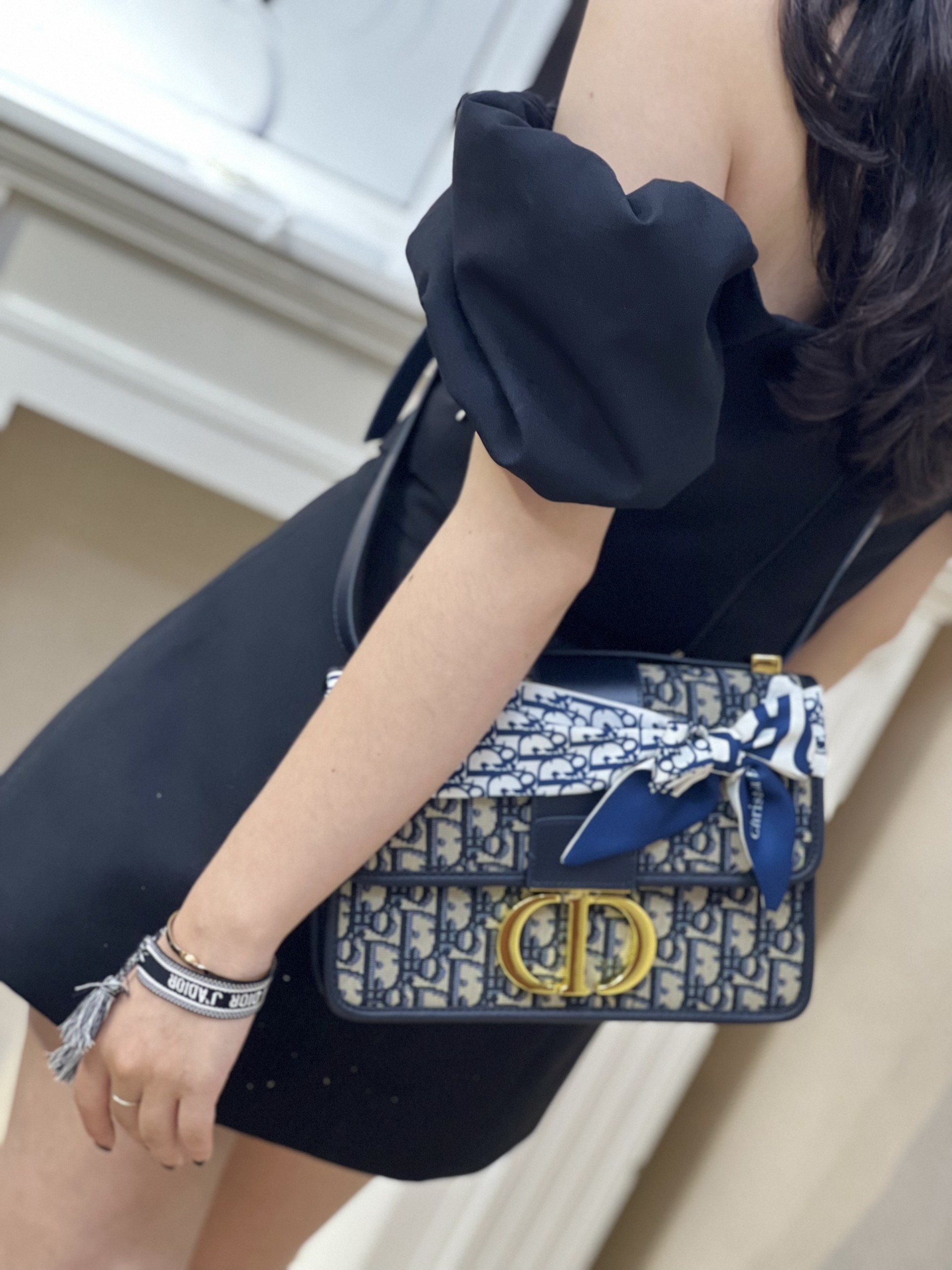 TÚI XÁCH NỮ DIOR 30 MONTAIGNE BLUE DIOR OBLIQUE JACQUARD BAG 3