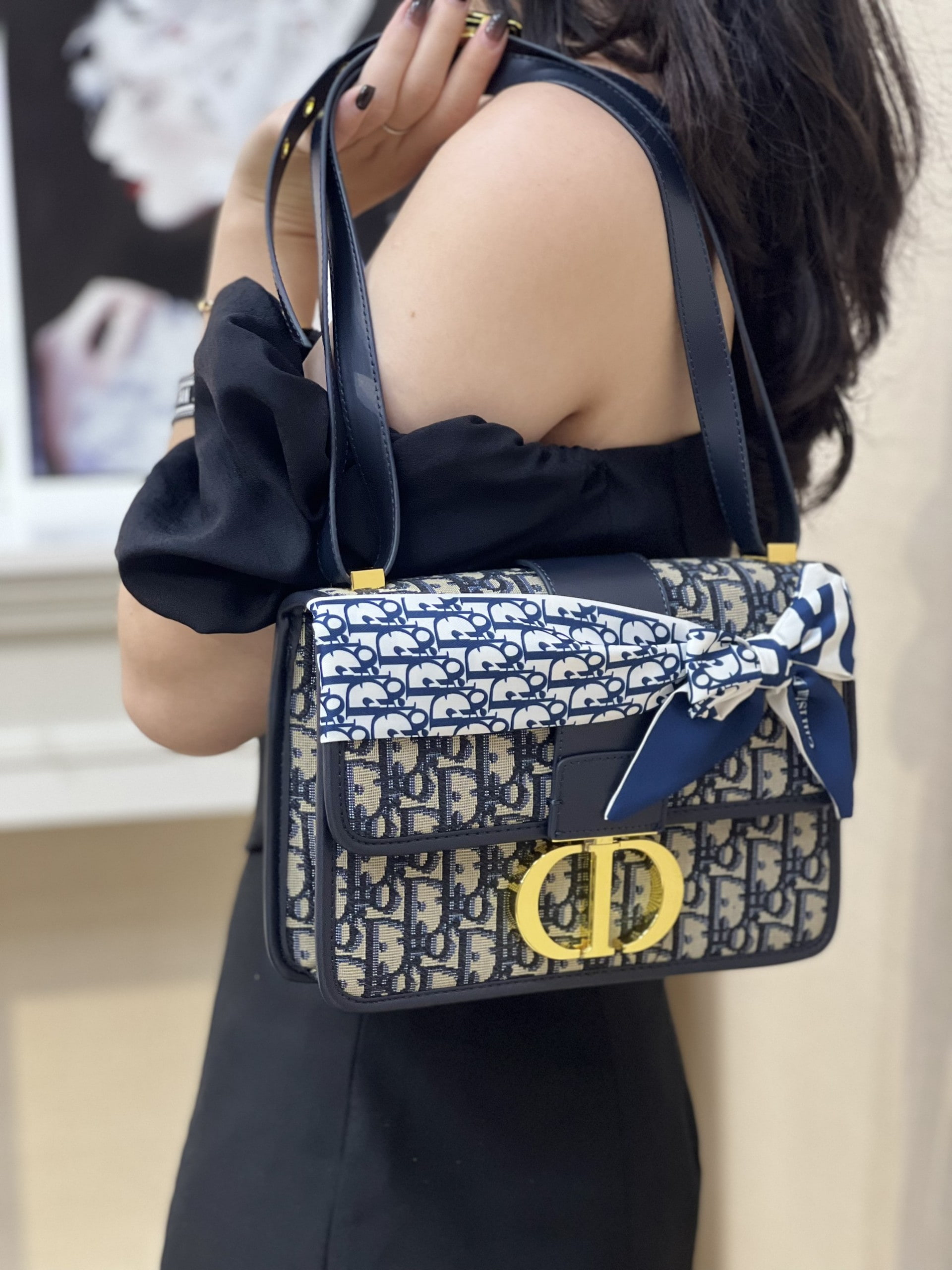 30 Montaigne Box Bag Blue Dior Oblique Jacquard  DIOR MY