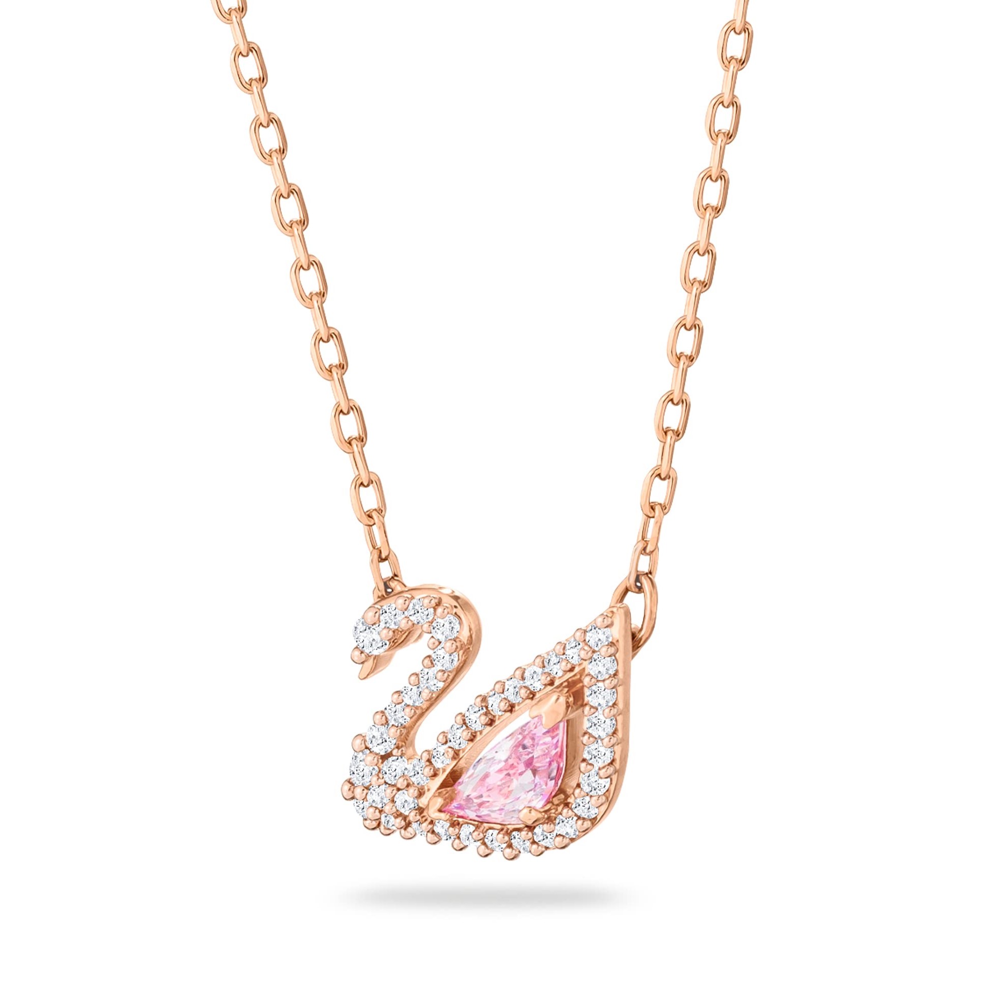 SET DÂY CHUYỀN VÒNG ĐEO TAY SWAROVSKI DAZZLING SWAN NECKLACE MULTI-COLORED ROSE-GOLD TONE PLATED 5469989 4