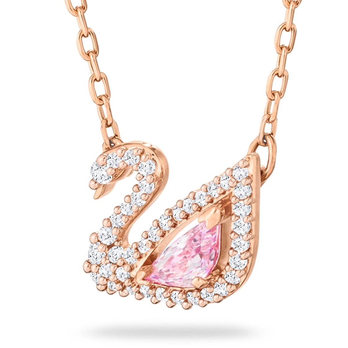 SET DÂY CHUYỀN VÒNG ĐEO TAY SWAROVSKI DAZZLING SWAN NECKLACE MULTI-COLORED ROSE-GOLD TONE PLATED 5469989 9