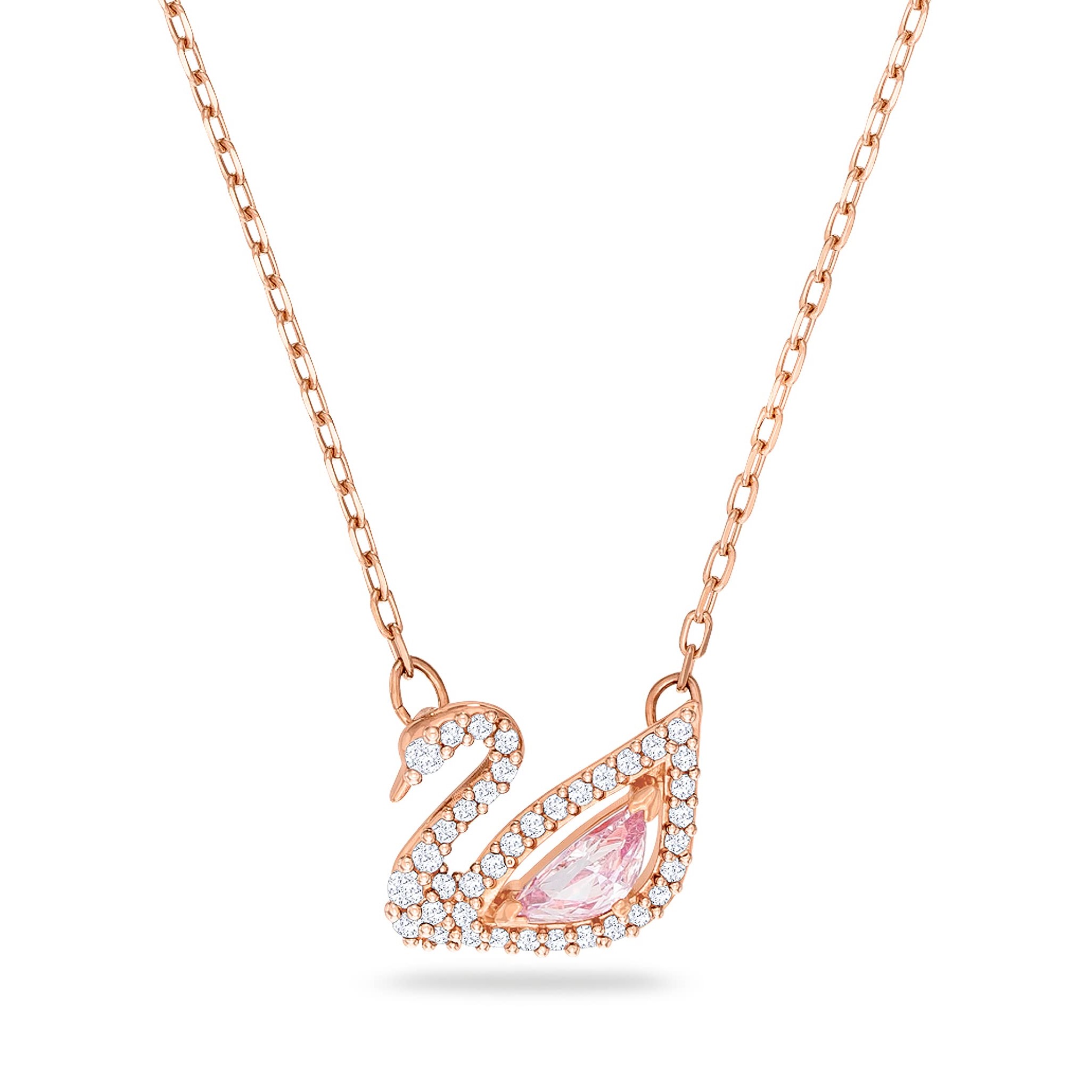 SET DÂY CHUYỀN VÒNG ĐEO TAY SWAROVSKI DAZZLING SWAN NECKLACE MULTI-COLORED ROSE-GOLD TONE PLATED 5469989 6