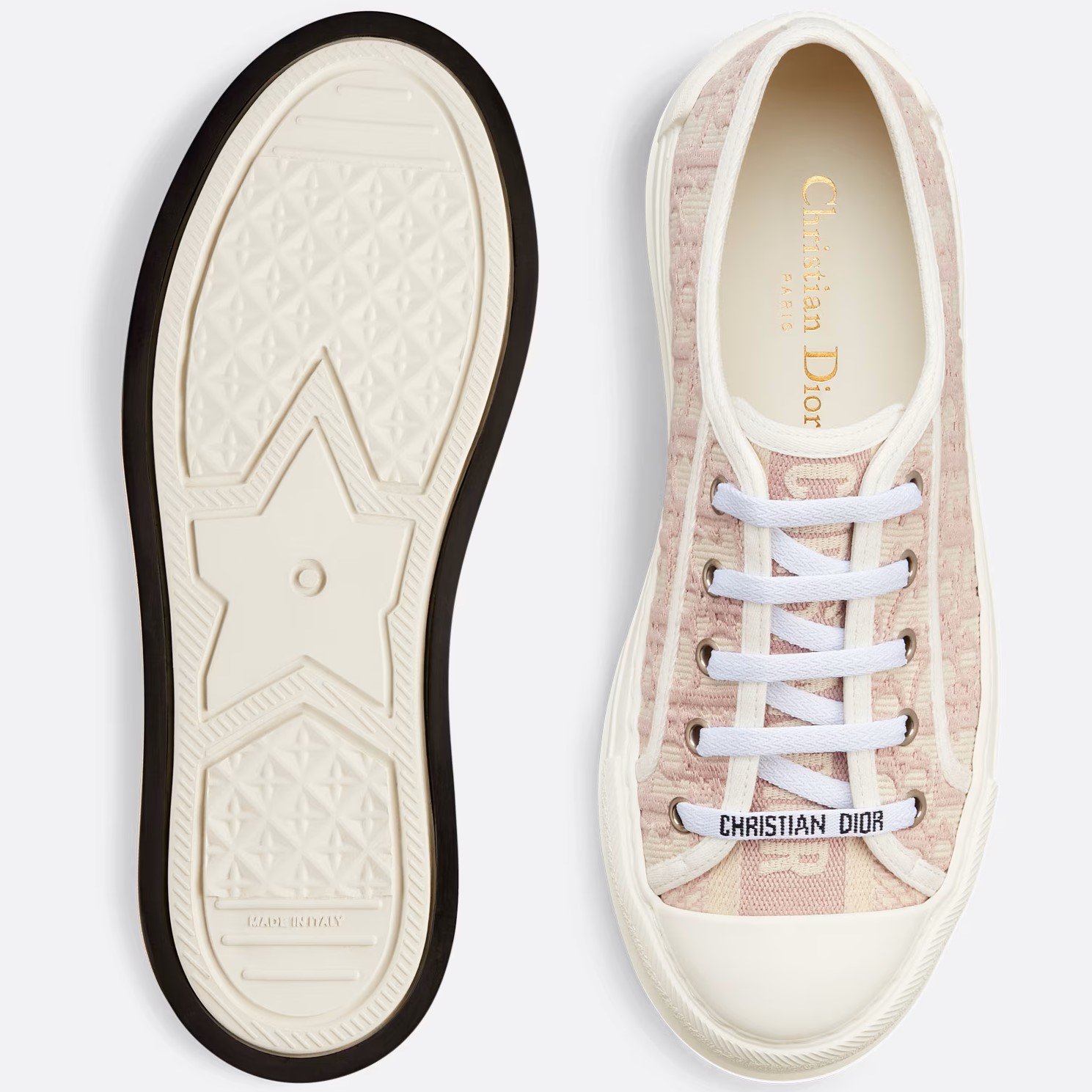 GIÀY THỂ THAO NỮ WALK N DIOR PLATFORM SNEAKER IN NUDE DIOR OBLIQUE EMBROIDERED COTTON 2