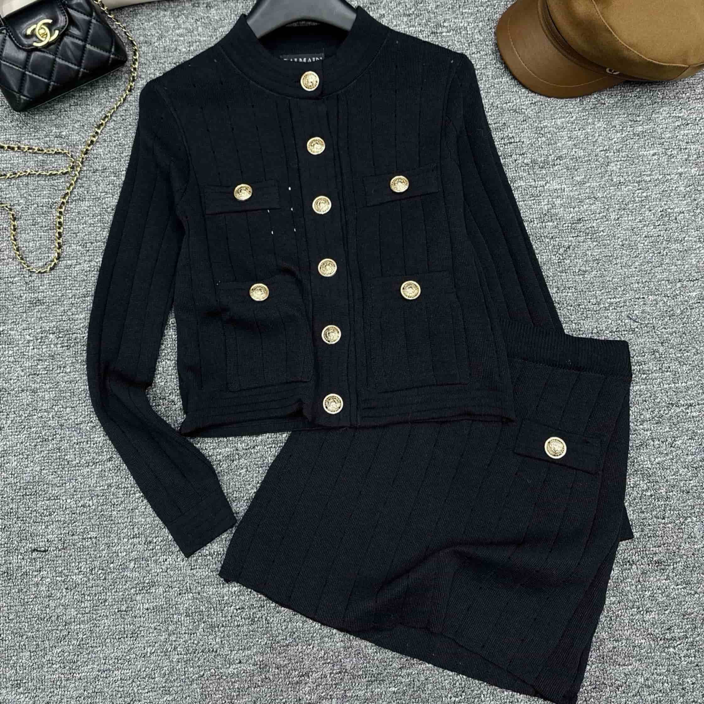 Set áo tay dài váy ngắn Balmain 4
