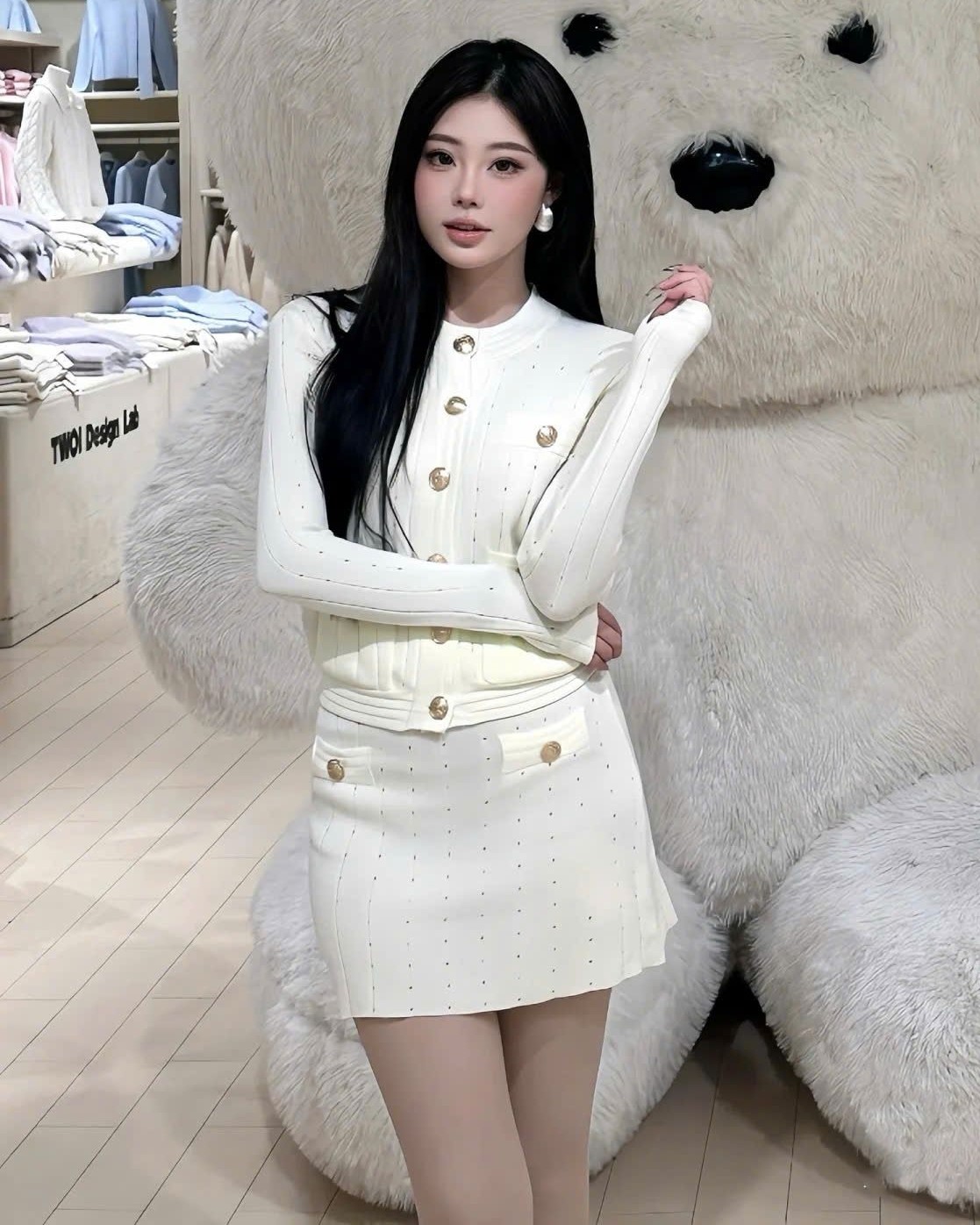 Set áo tay dài váy ngắn Balmain 5