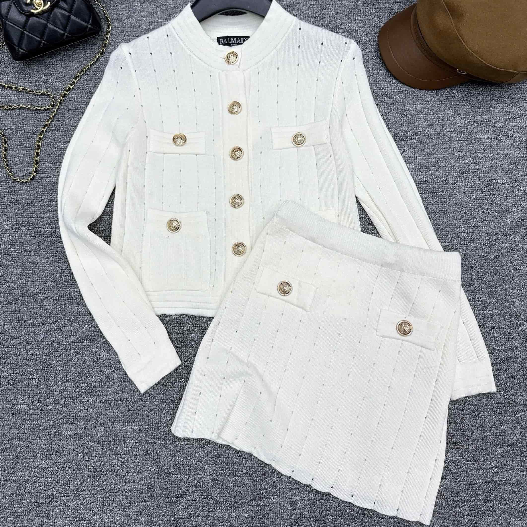 Set áo tay dài váy ngắn Balmain 7