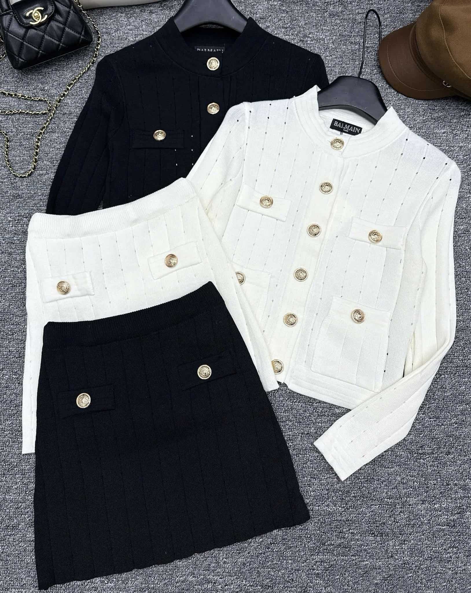 Set áo tay dài váy ngắn Balmain 10