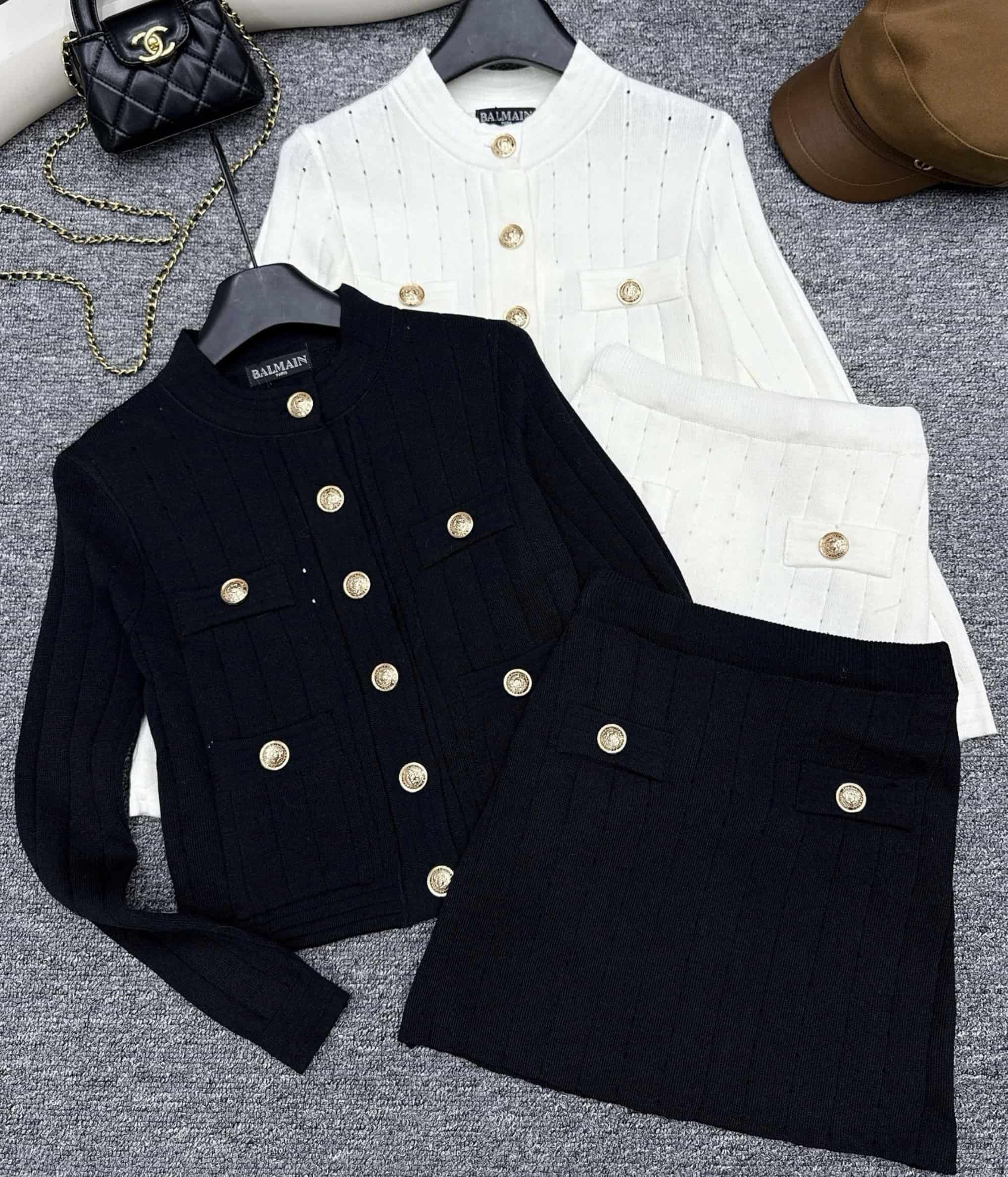 Set áo tay dài váy ngắn Balmain 14