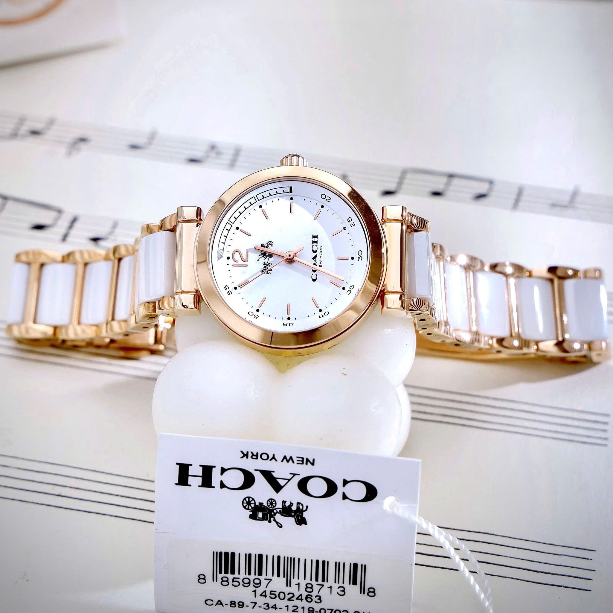 Đồng hồ Coach nữ Rose Gold White Ceramic Ladies Bracelet Watch 14502463 2