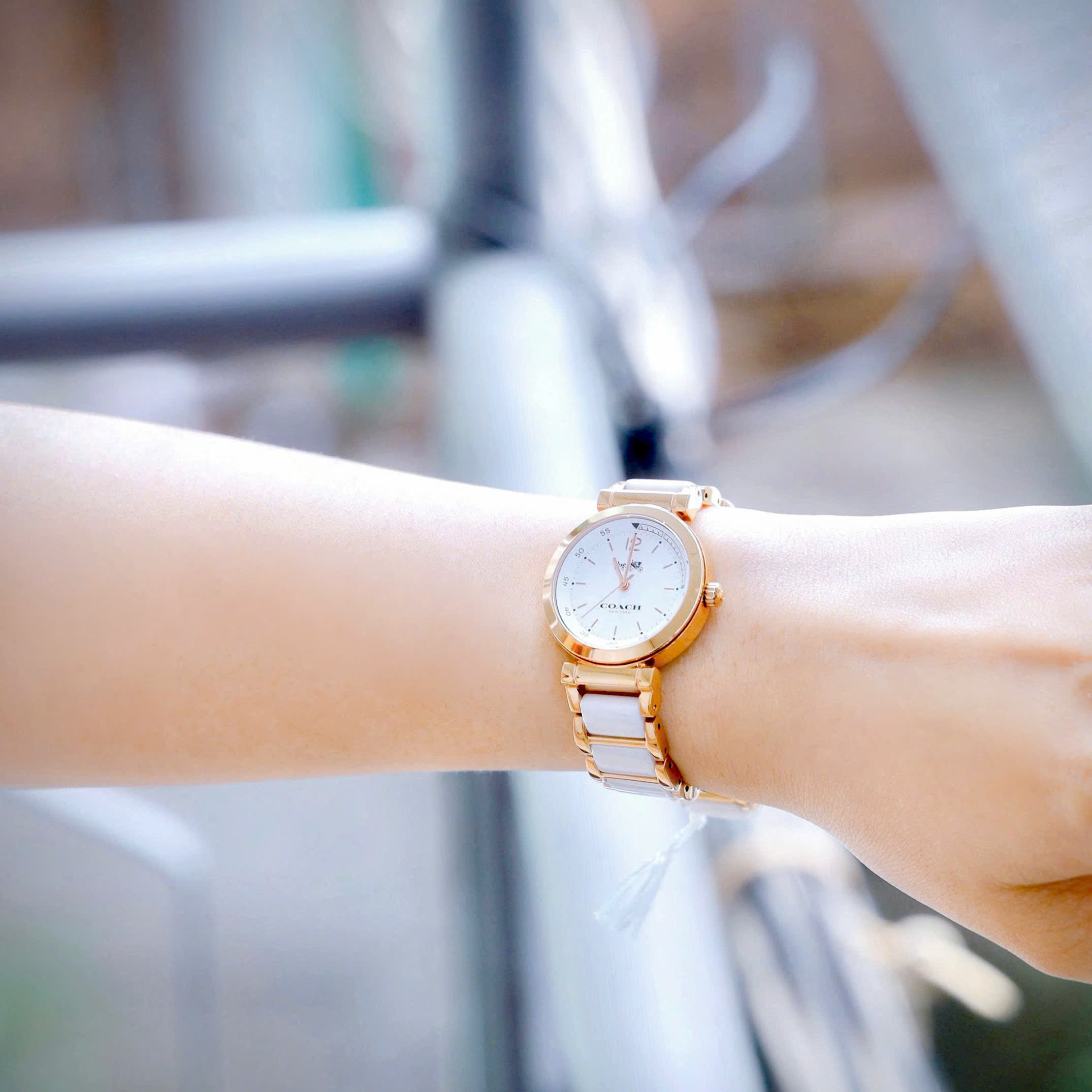 Đồng hồ Coach nữ Rose Gold White Ceramic Ladies Bracelet Watch 14502463 4