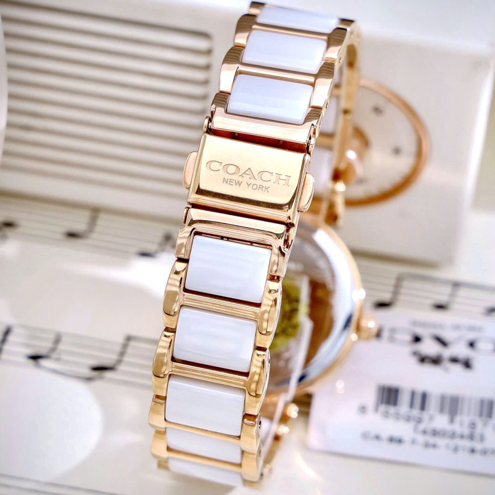 Đồng hồ Coach nữ Rose Gold White Ceramic Ladies Bracelet Watch 14502463 6