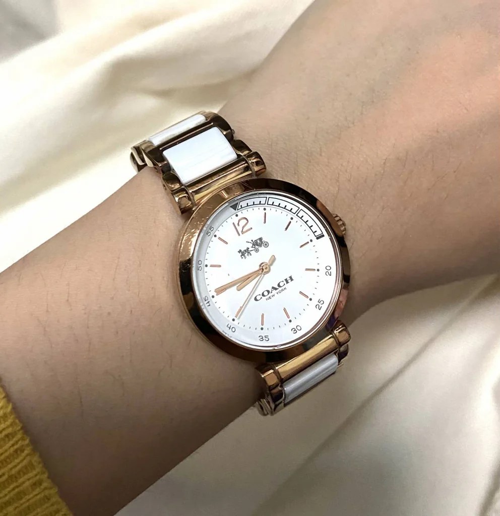 Đồng hồ Coach nữ Rose Gold White Ceramic Ladies Bracelet Watch 14502463 7