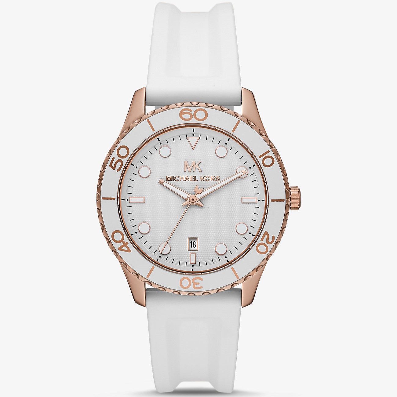 ĐỒNG HỒ MICHAEL KORS RUNWAY DIVE OVERSIZED ROSE GOLD-TONE SILICONE STRAP WATCH MK6853 9