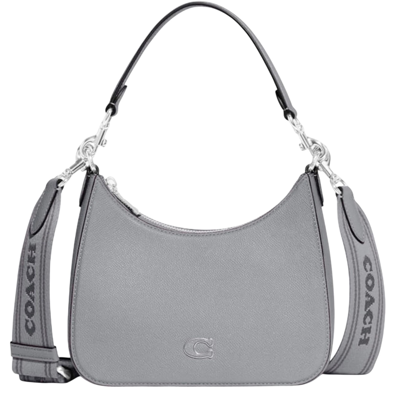 Túi đeo chéo Coach Hobo Crossbody Grey Crossgrain Leather With Signature Canvas CJ842 2