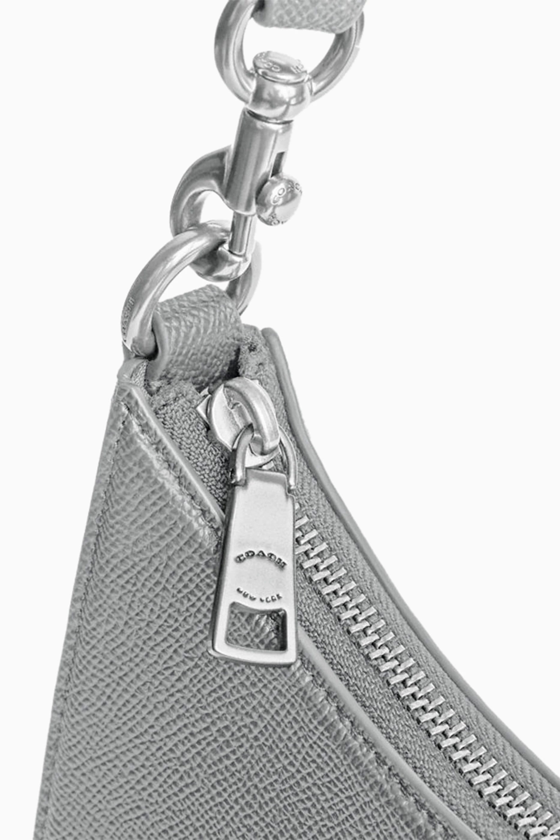 Túi đeo chéo Coach Hobo Crossbody Grey Crossgrain Leather With Signature Canvas CJ842 5
