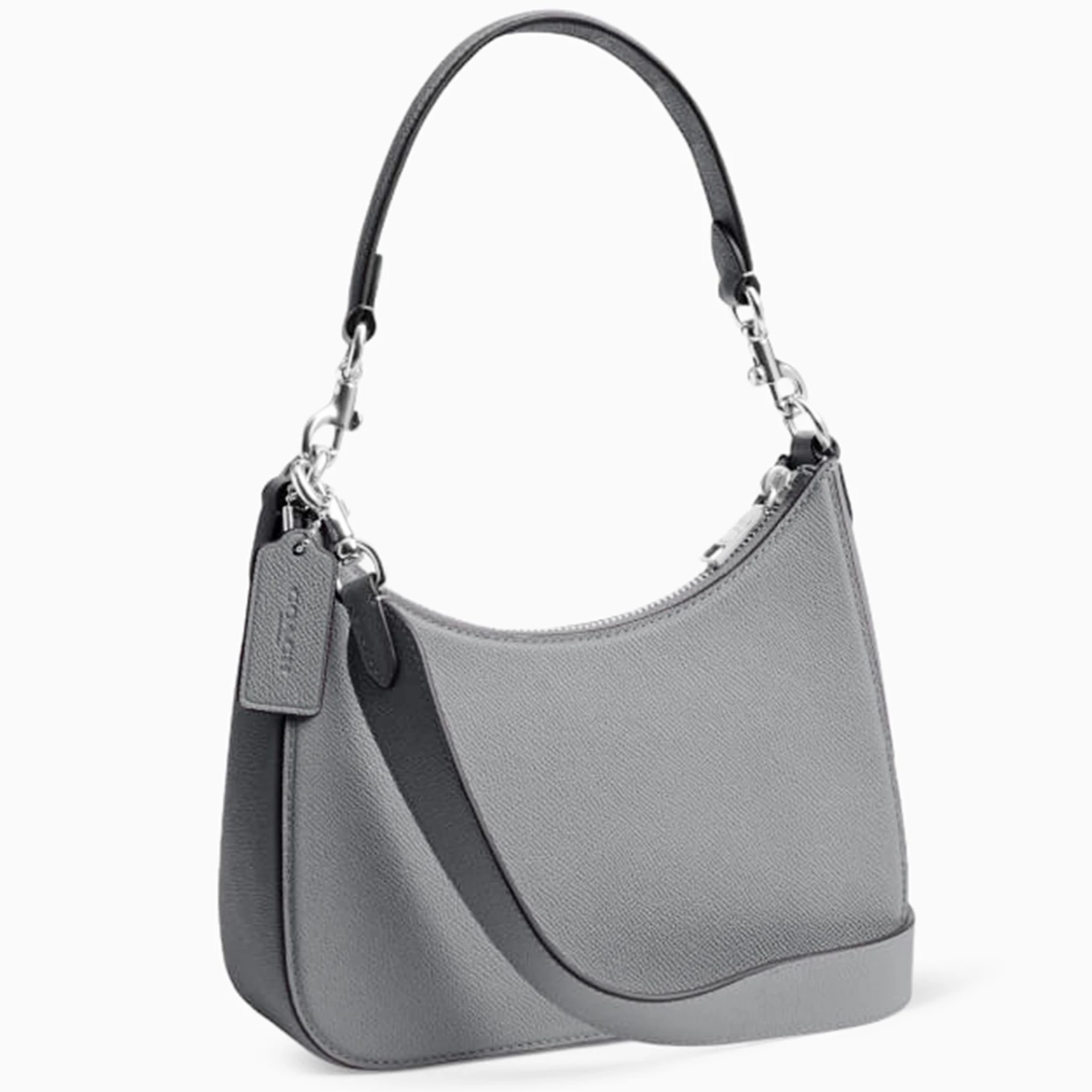 Túi đeo chéo Coach Hobo Crossbody Grey Crossgrain Leather With Signature Canvas CJ842 6