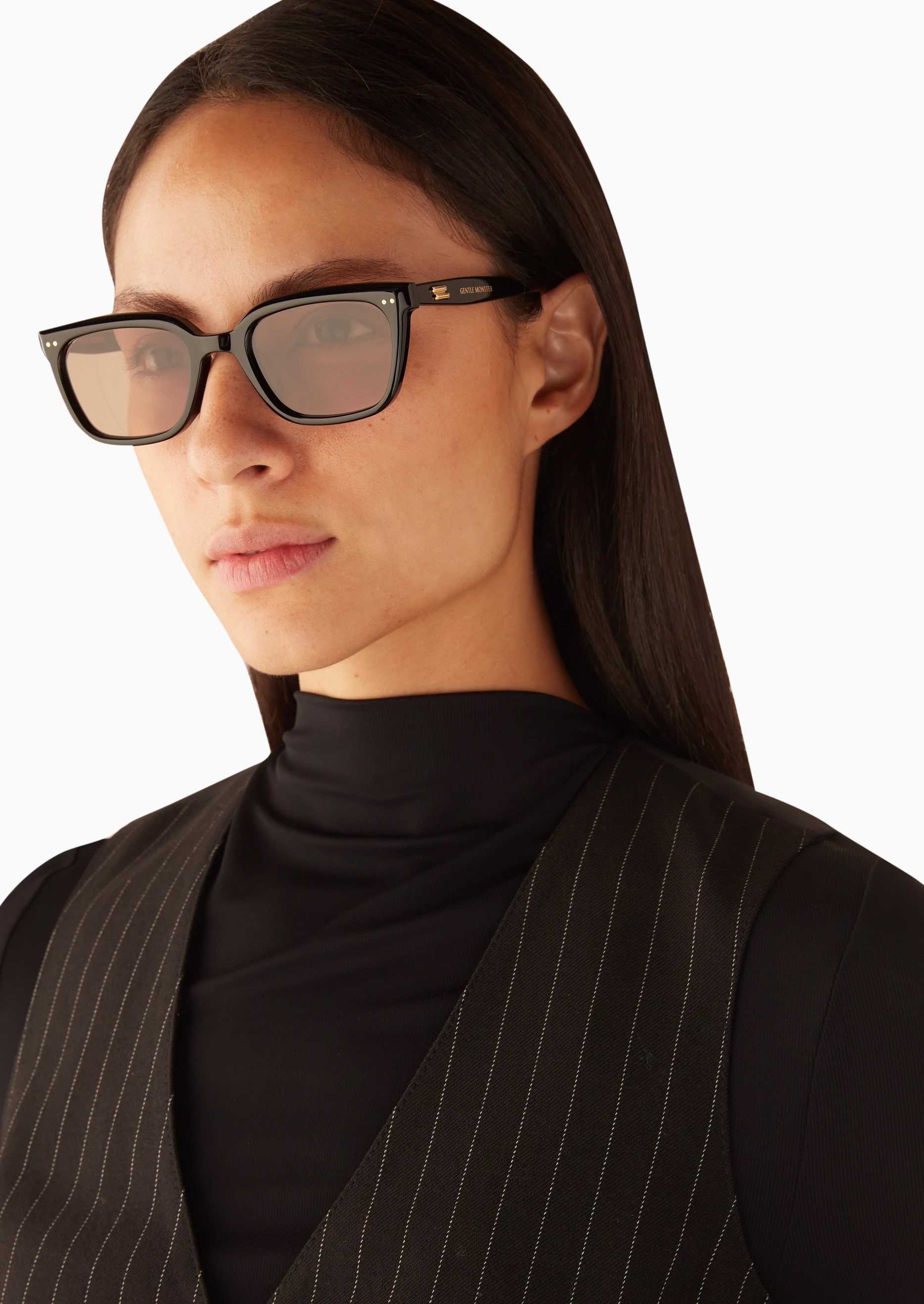 Mắt Kính Gentle Monster Breezebe 01(BR) Brown Lenses Black Acetate Frame 9