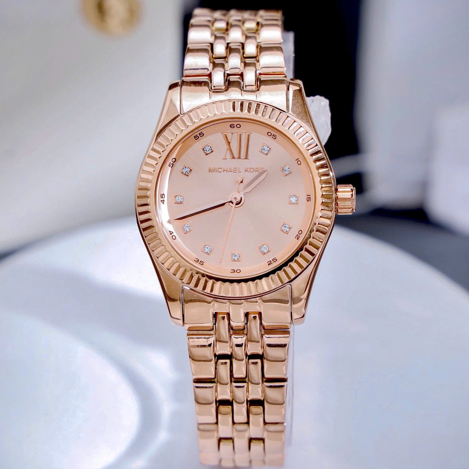 Đồng hồ MK nữ Michael Kors Petite Lexington Rose Gold-tone Pavé Watch MK4739 3