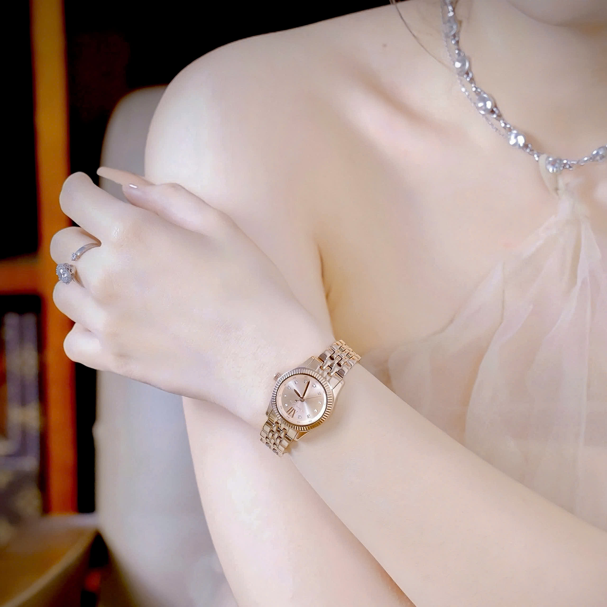Đồng hồ MK nữ Michael Kors Petite Lexington Rose Gold-tone Pavé Watch MK4739 7