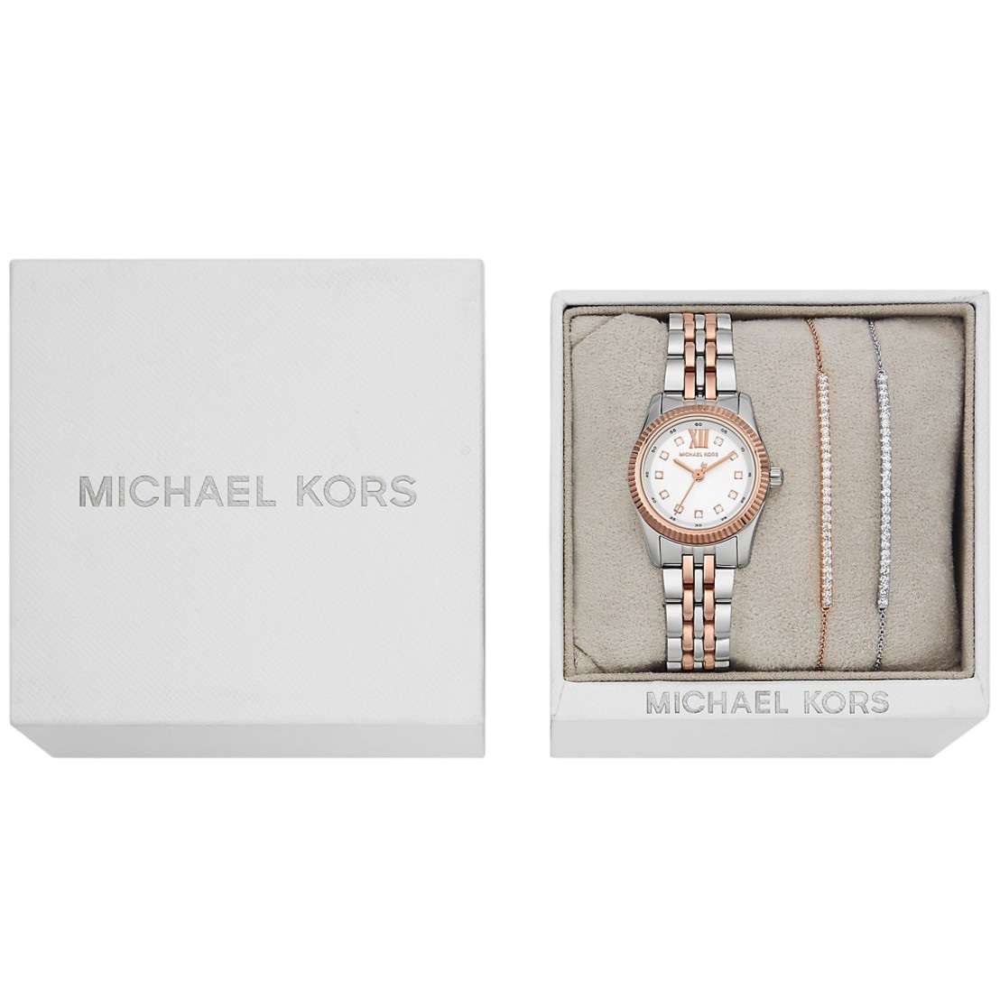 Đồng hồ MK nữ Michael Kors Lexington Pavé Two-Tone Watch and Slider Bracelet Gift Set MK4817 5