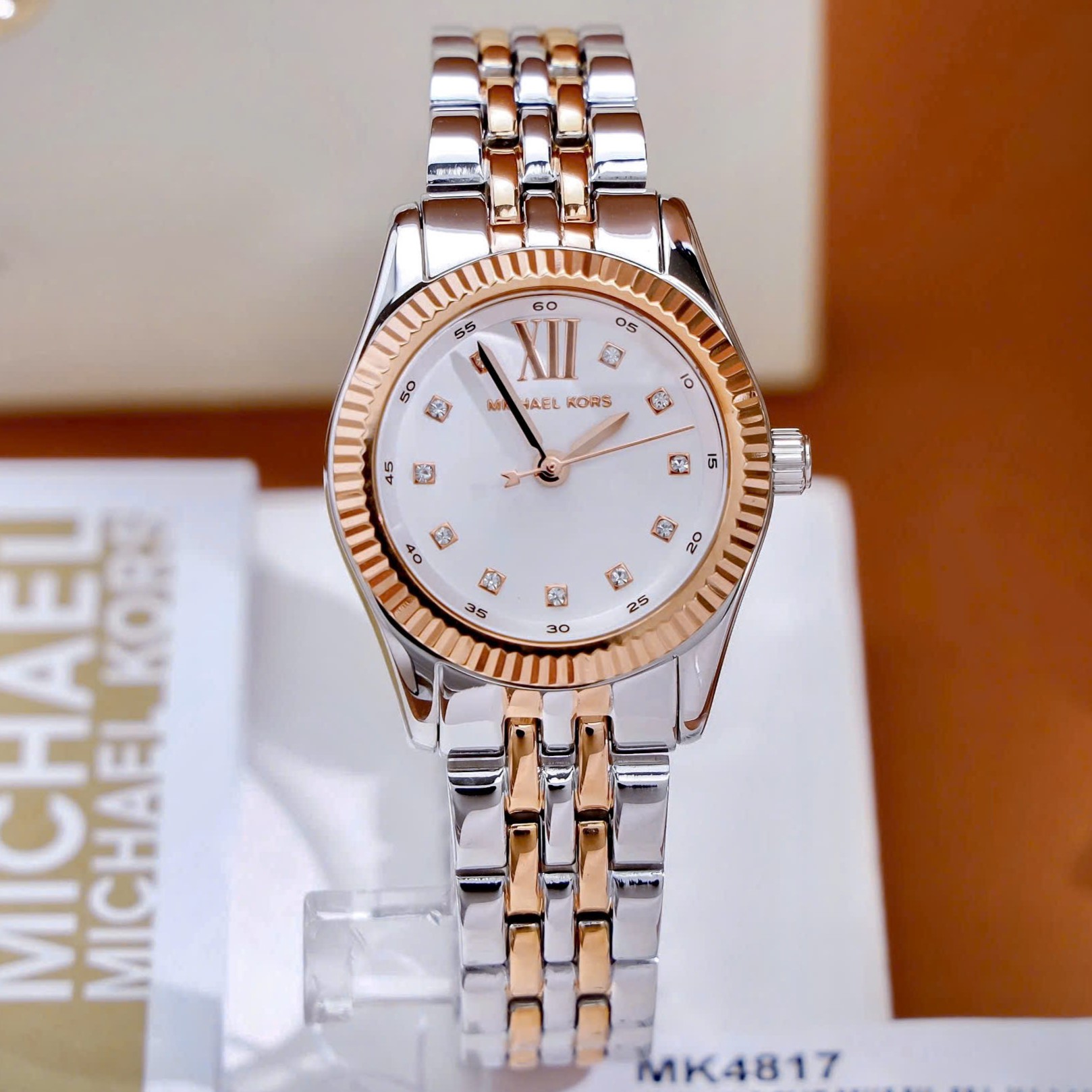Đồng hồ MK nữ Michael Kors Lexington Pavé Two-Tone Watch and Slider Bracelet Gift Set MK4817 7