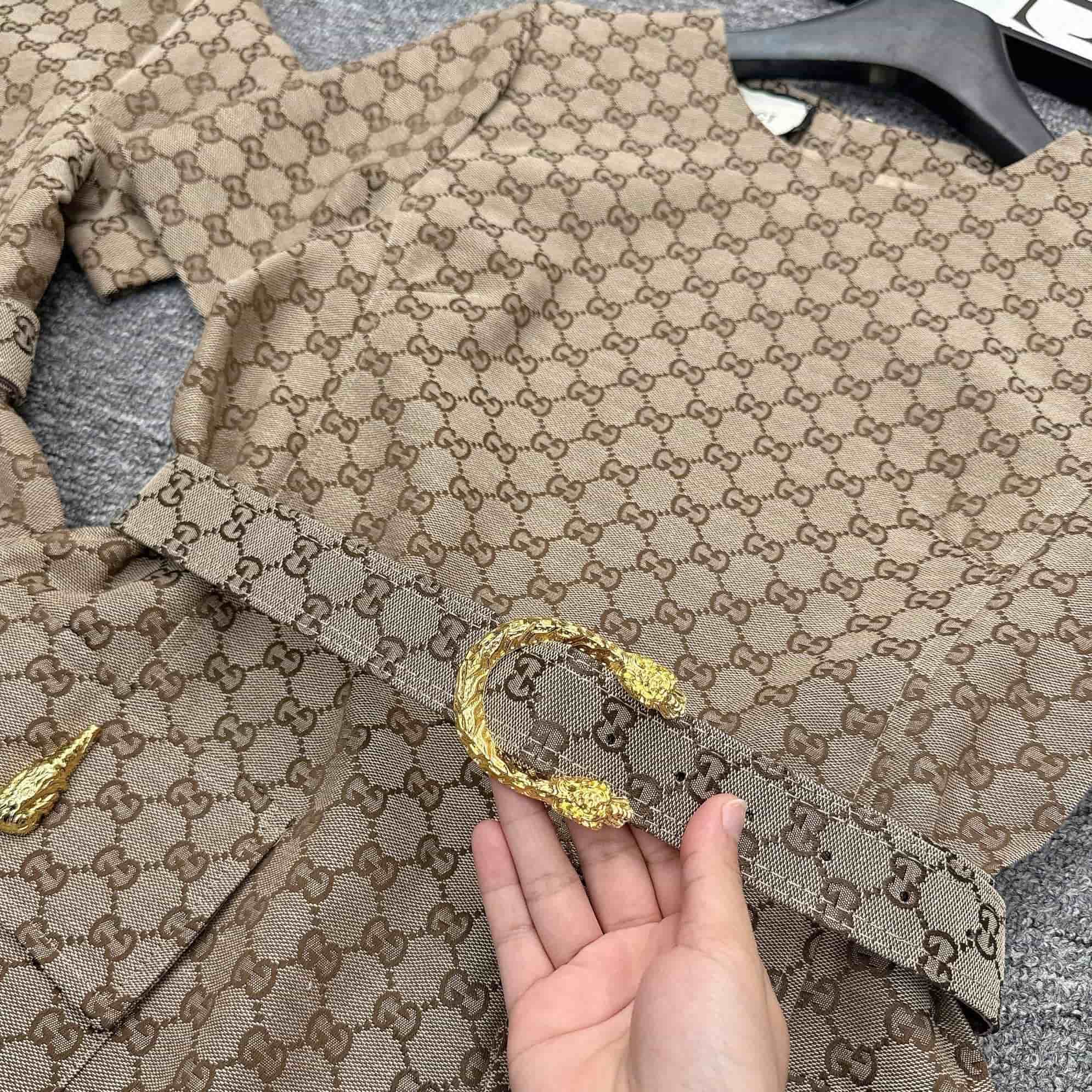 Áo đầm nữ Gucci tay ngắn cổ tròn kèm thắt lưng 4