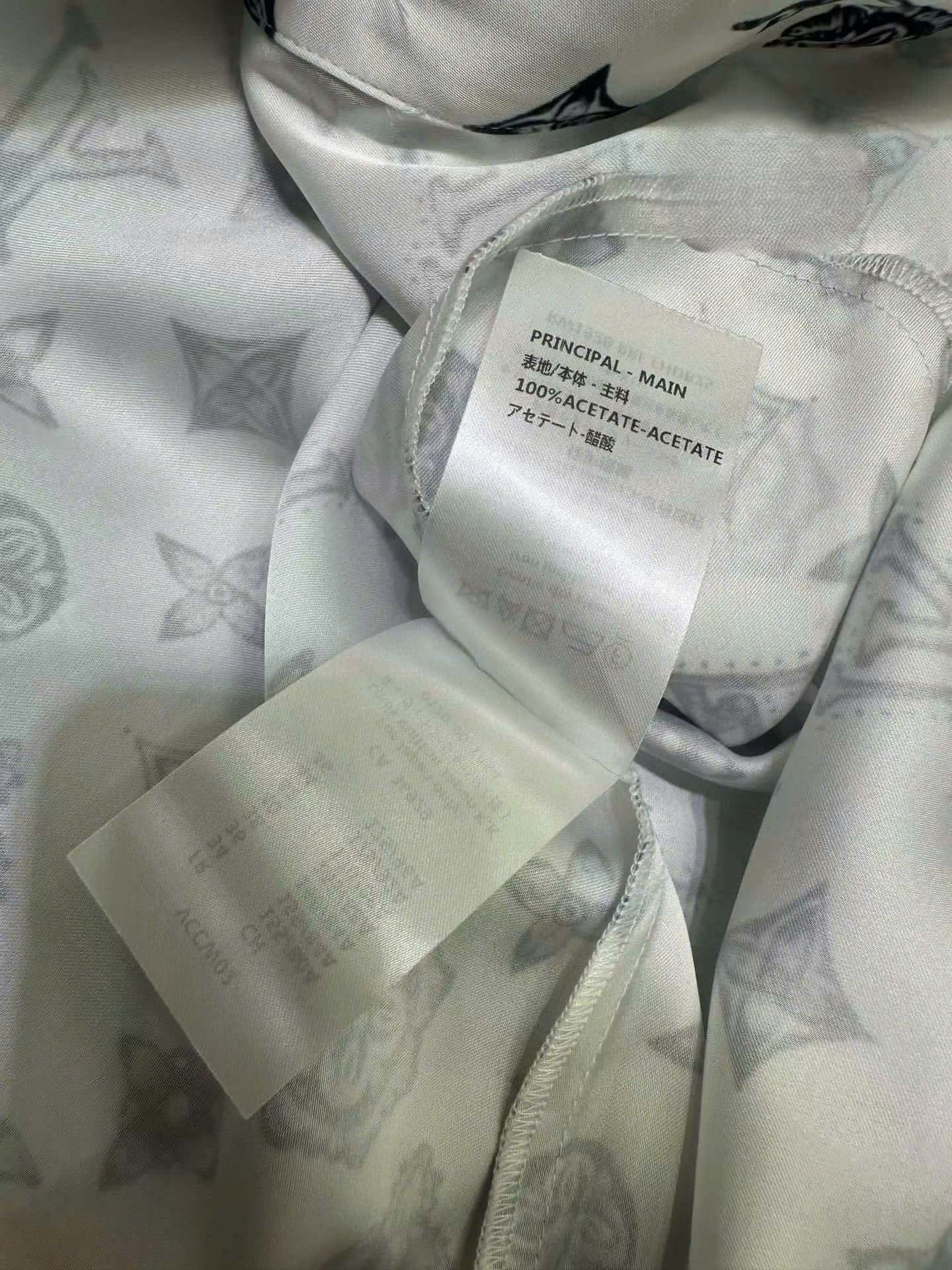 Áo đầm LV nữ tay dài cổ sơ mi bo eo xanh dương và trắng 3