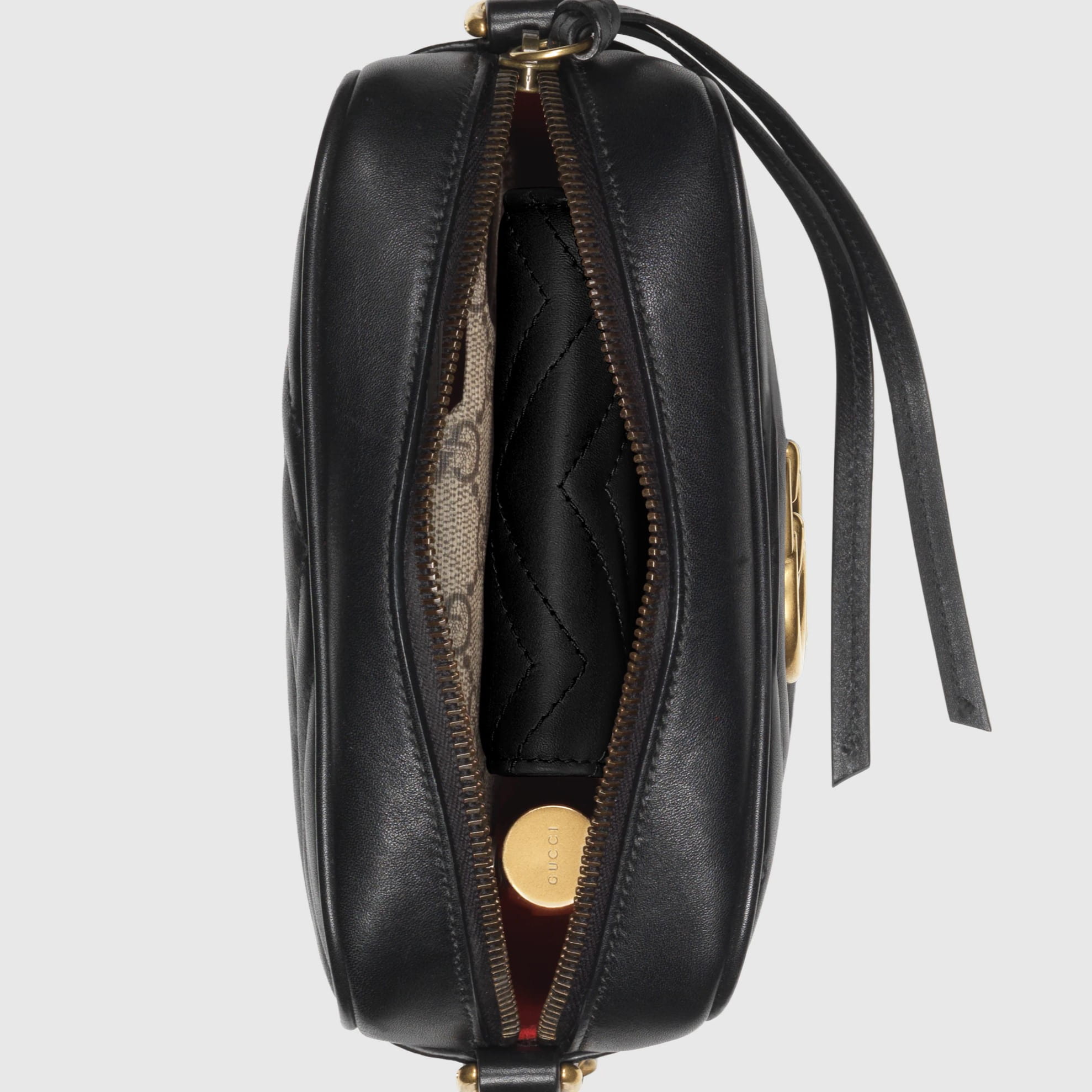 Túi Gucci Marmont Mini Shoulder Bag Black Matelassé Chevron Leather With GG On The Back 1