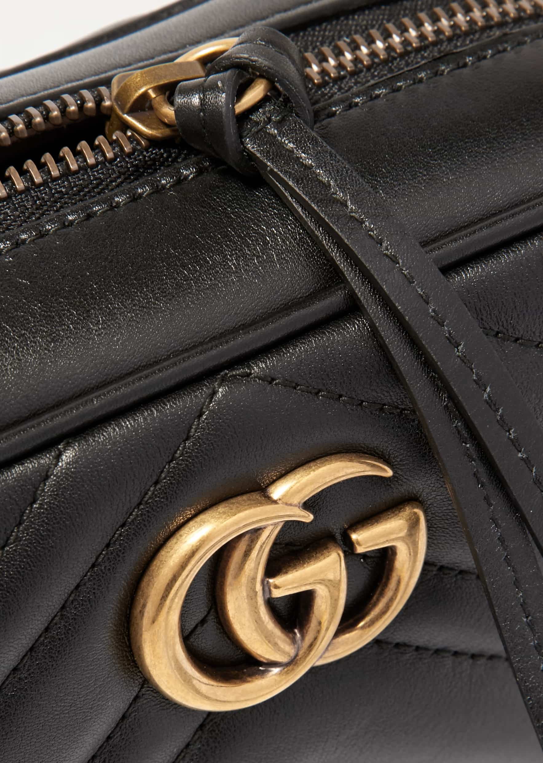 Túi Gucci Marmont Mini Shoulder Bag Black Matelassé Chevron Leather With GG On The Back 3