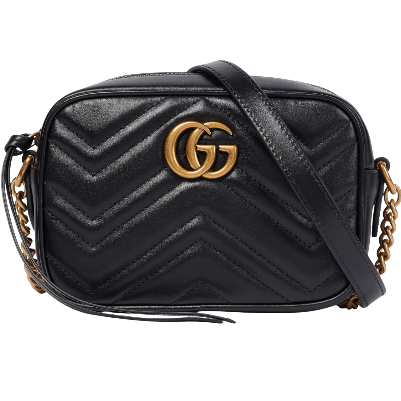 Túi Gucci Marmont Mini Shoulder Bag Black Matelassé Chevron Leather With GG On The Back 5