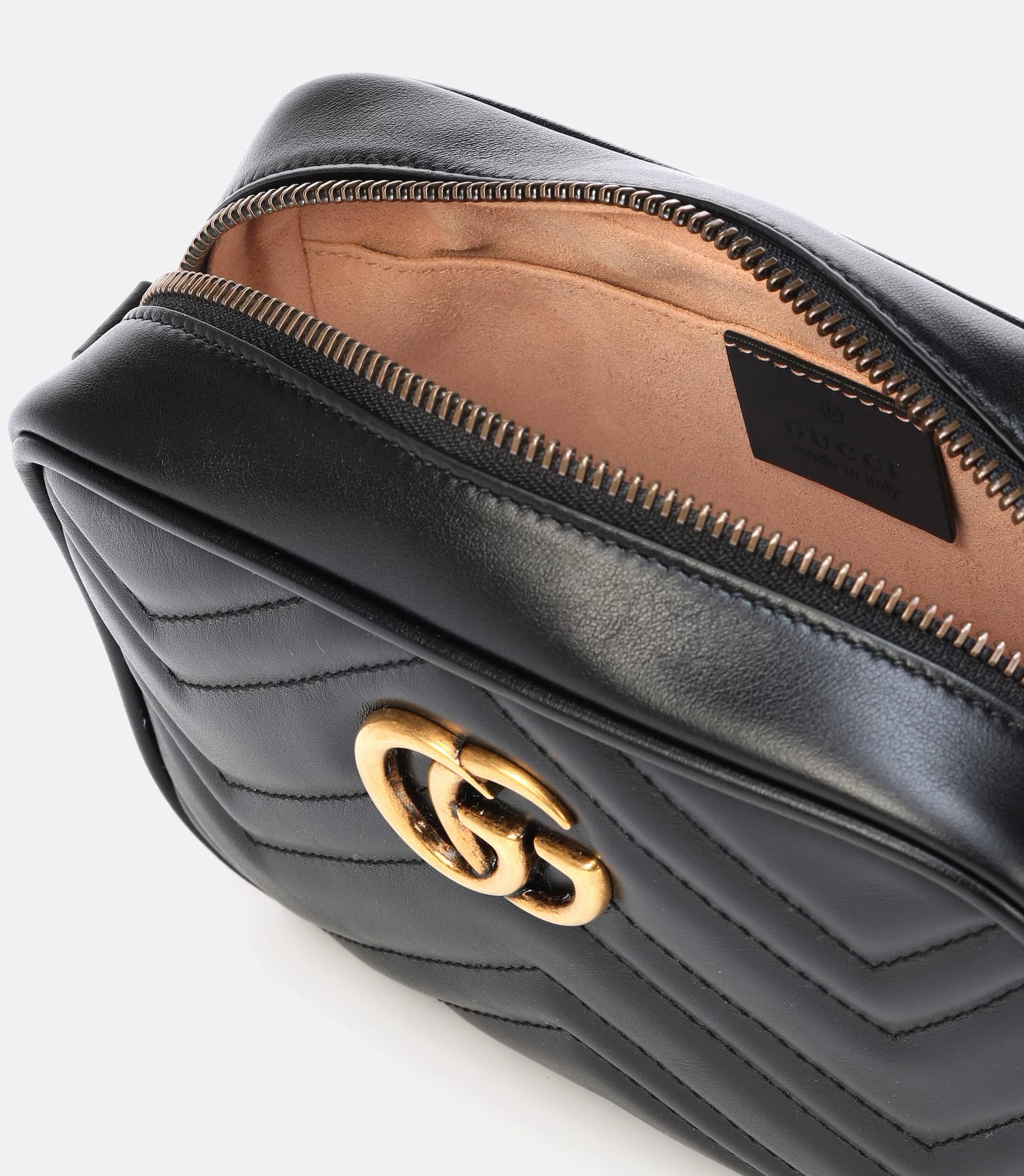 Túi Gucci Marmont Mini Shoulder Bag Black Matelassé Chevron Leather With GG On The Back 7