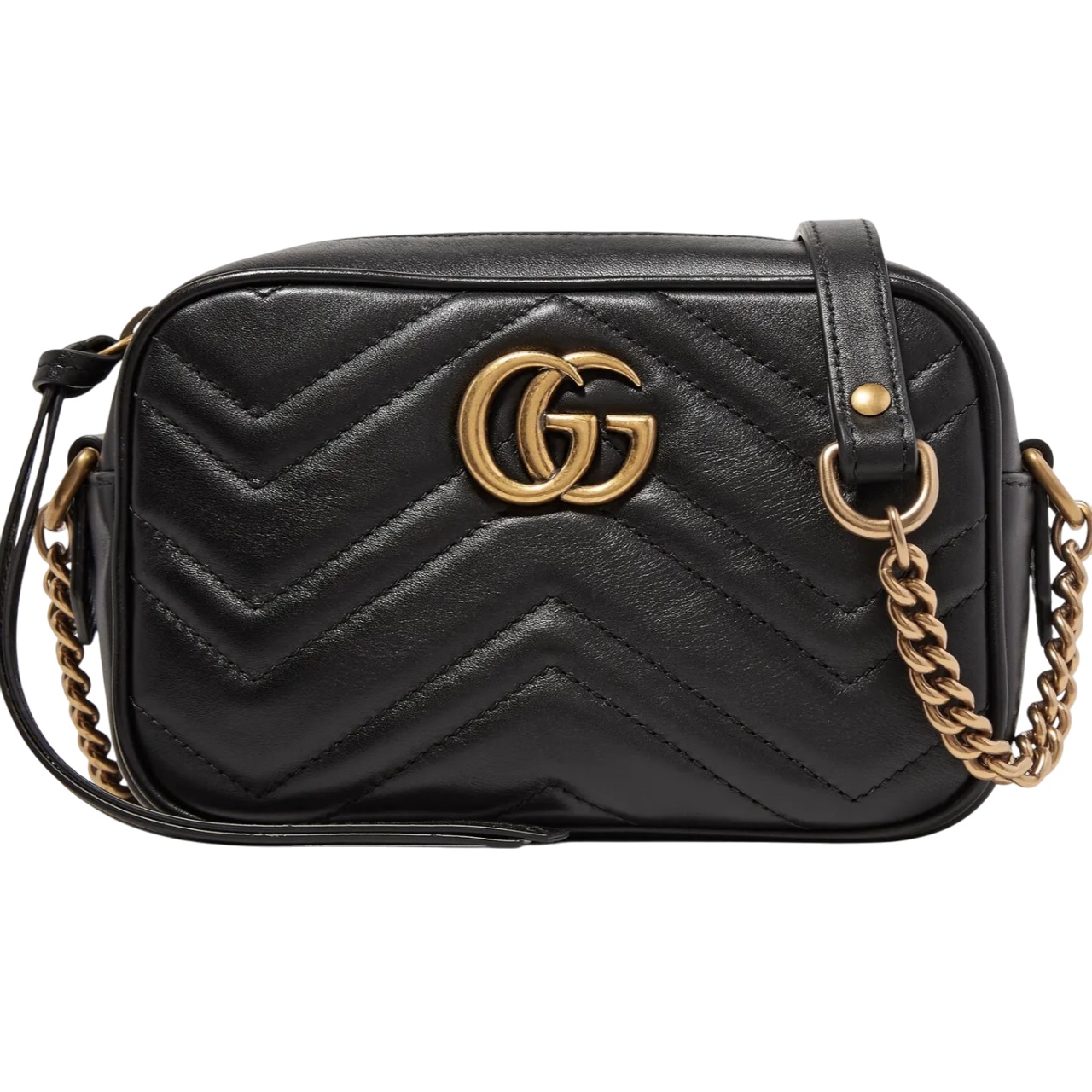 Túi Gucci Marmont Mini Shoulder Bag Black Matelassé Chevron Leather With GG On The Back 8