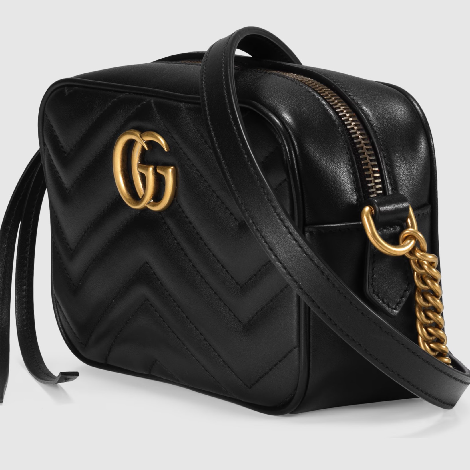Túi Gucci Marmont Mini Shoulder Bag Black Matelassé Chevron Leather With GG On The Back 16