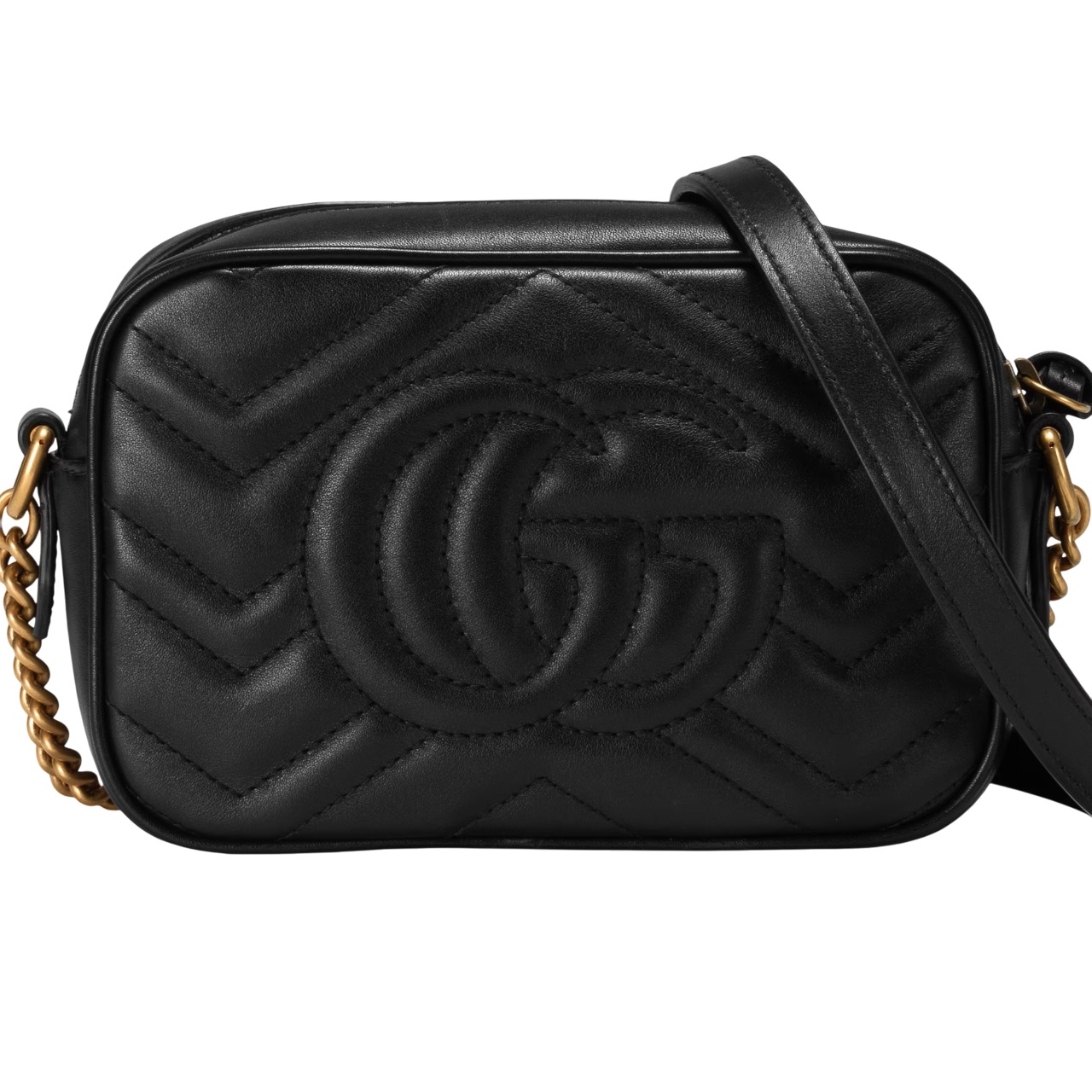 Túi Gucci Marmont Mini Shoulder Bag Black Matelassé Chevron Leather With GG On The Back 17