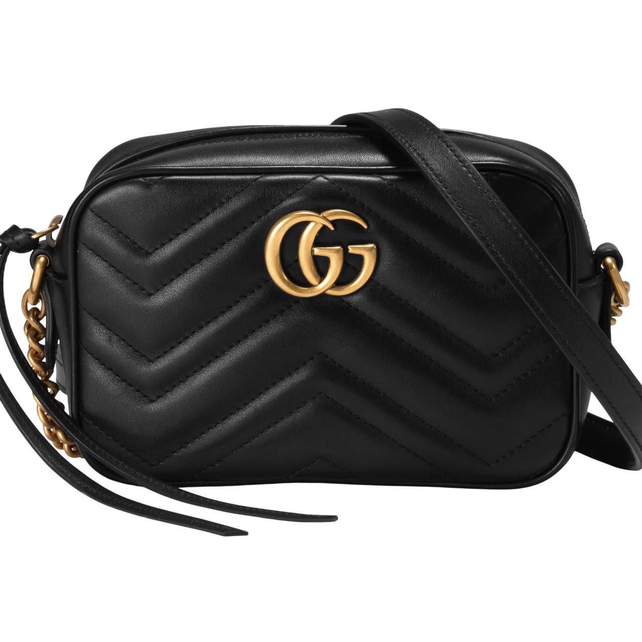 Túi Gucci Marmont Mini Shoulder Bag Black Matelassé Chevron Leather With GG On The Back 18