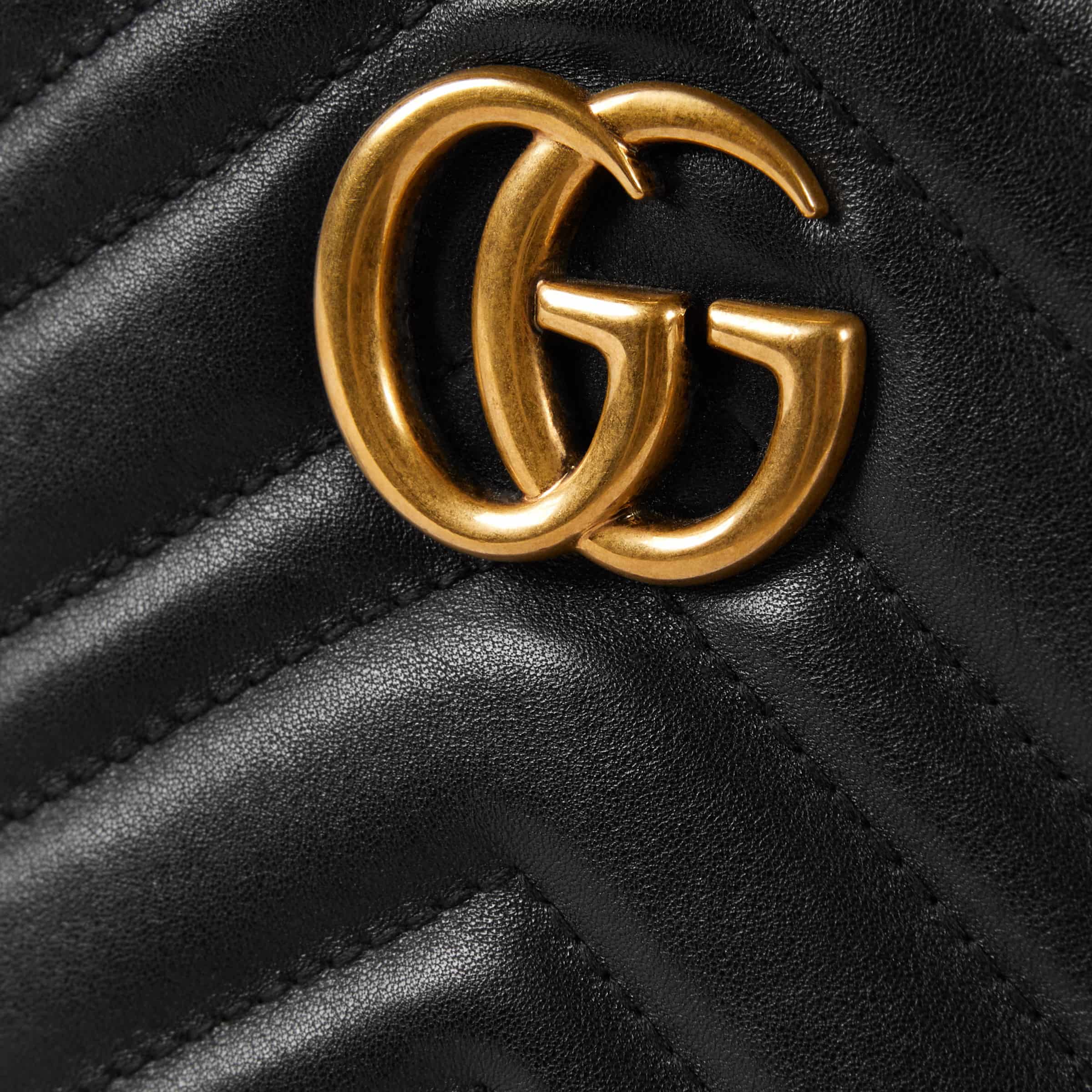 Túi Gucci Marmont Mini Shoulder Bag Black Matelassé Chevron Leather With GG On The Back 19