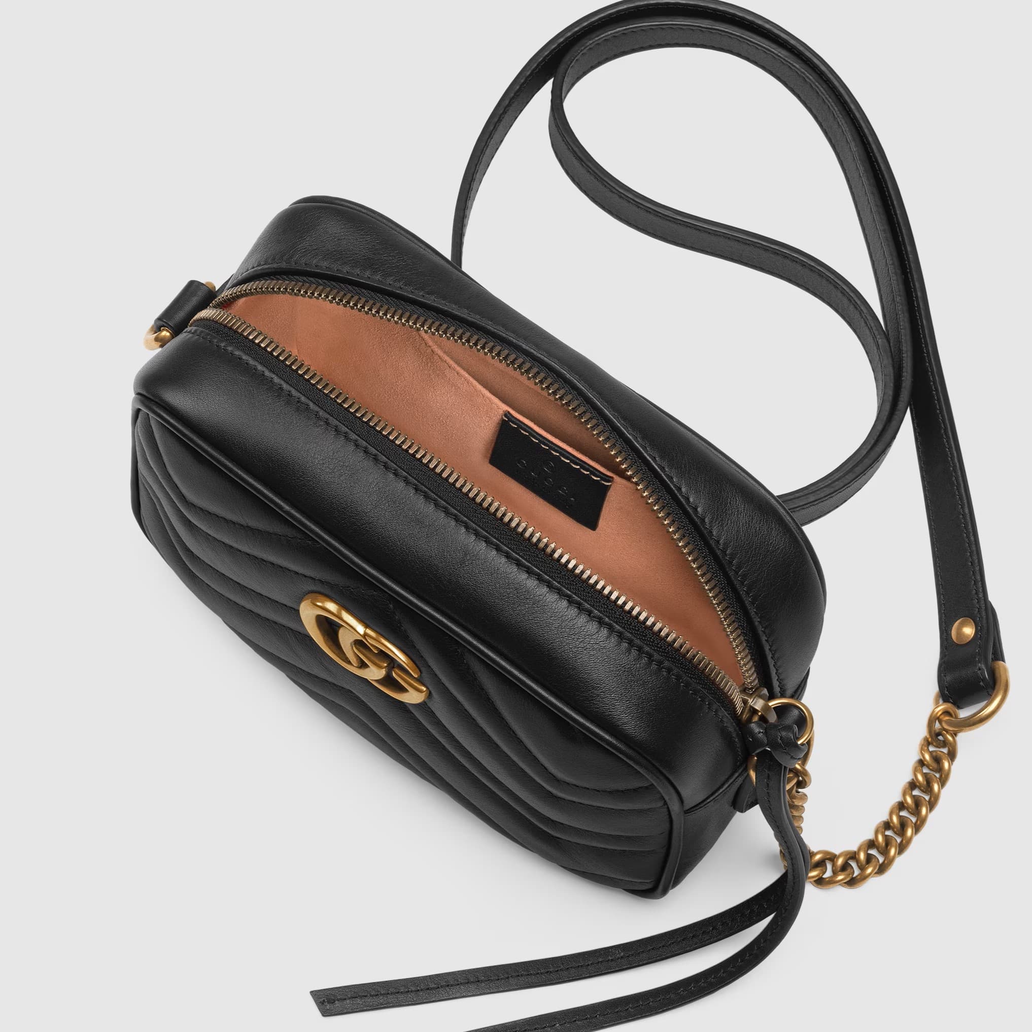 Túi Gucci Marmont Mini Shoulder Bag Black Matelassé Chevron Leather With GG On The Back 20